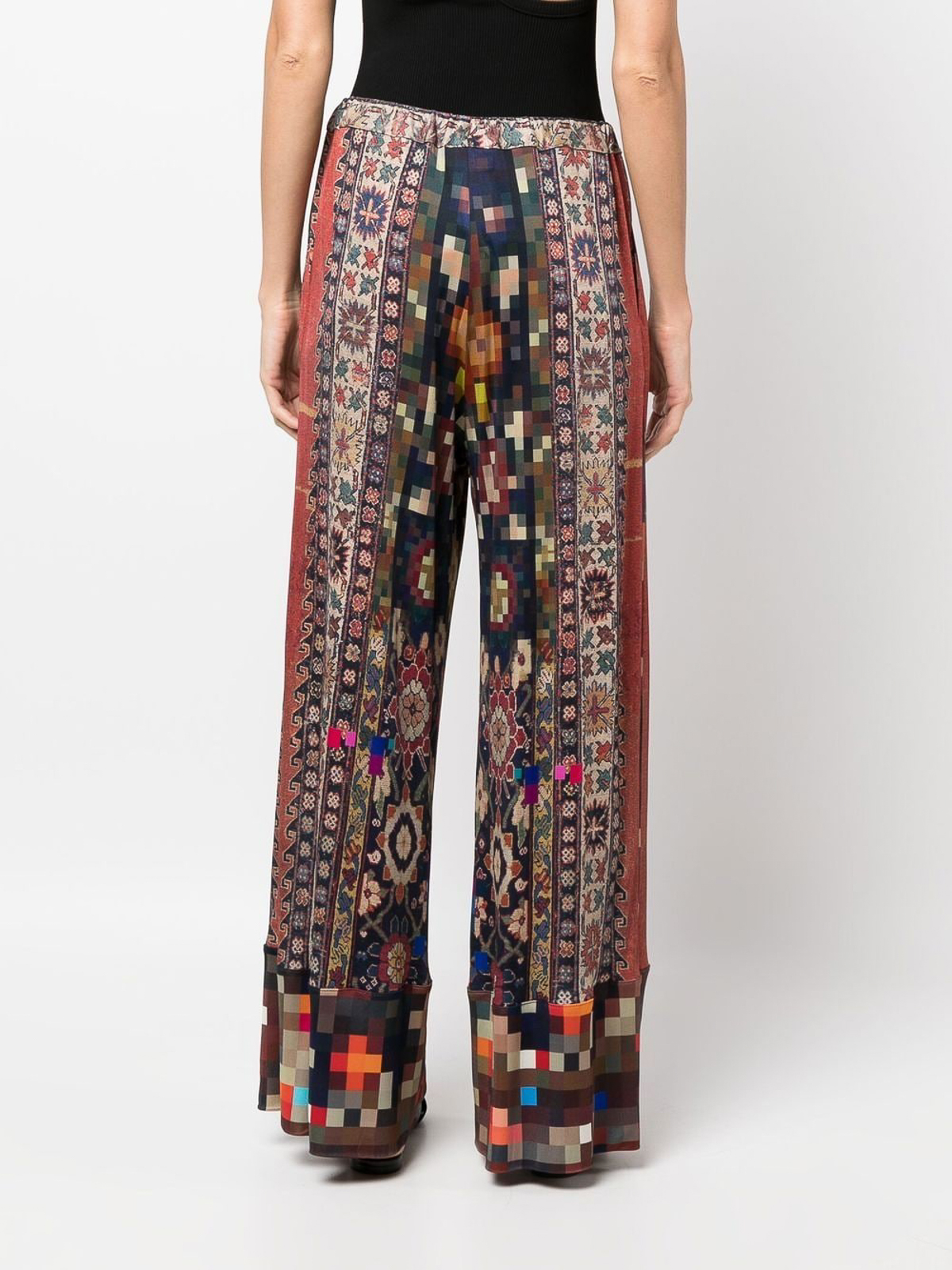 Shop Pierre-louis Mascia Printed Silk Trousers In Multicolour