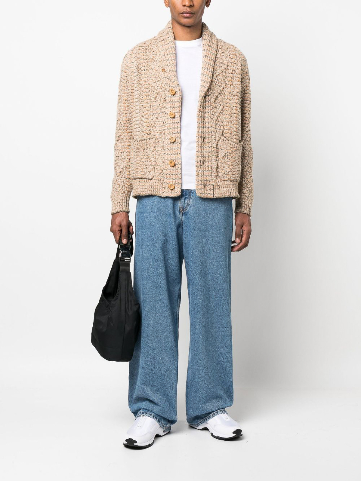 Shop Snow Peak Wool Blend Cardigan In Beis