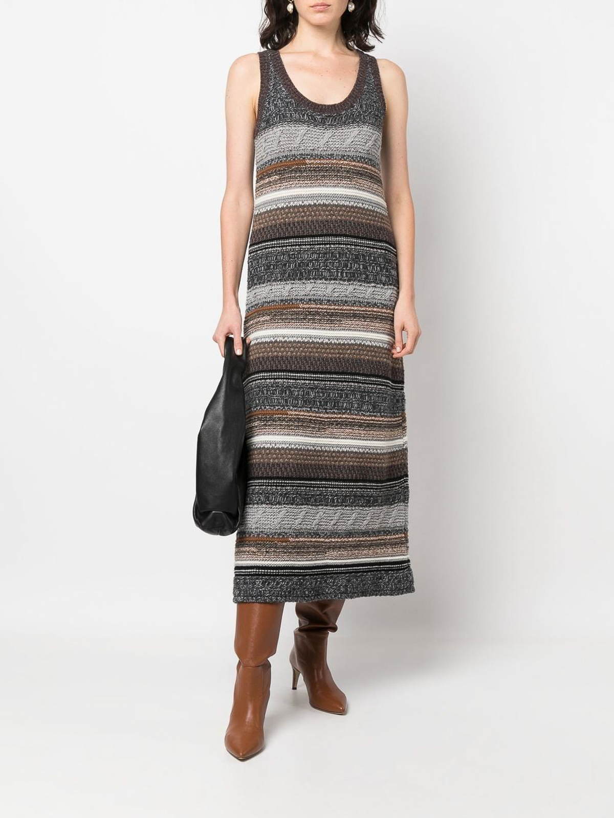 Shop Chloé Silk Blend Cotton Sleeveless Long Dress In Multicolour
