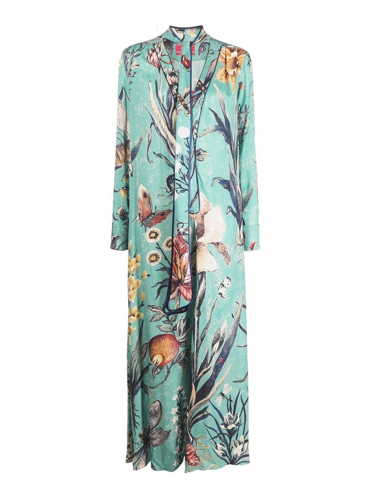 FOR RESTLESS SLEEPERS - Printed With Neck Bow Long Dress