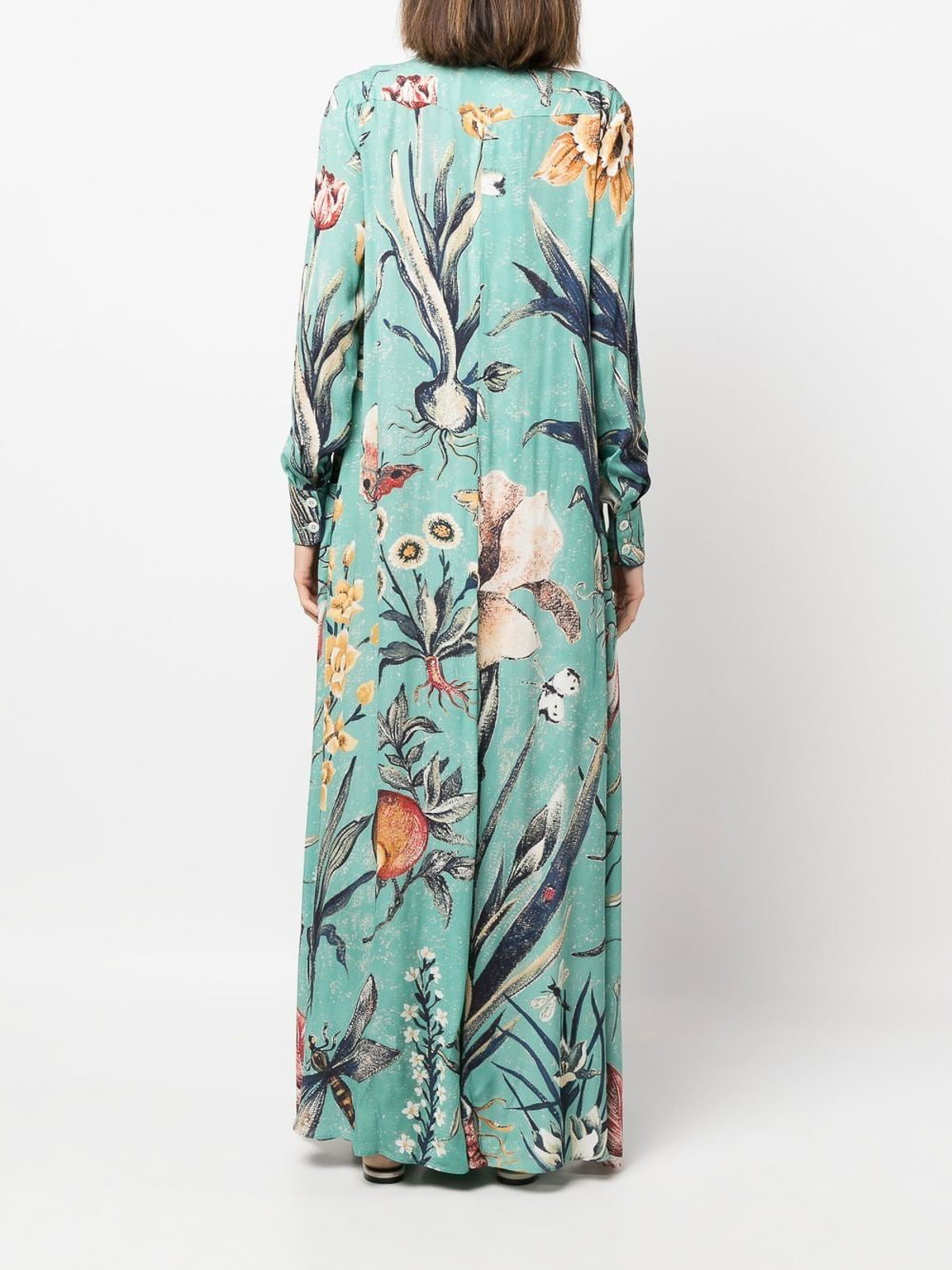 Shop F.r.s For Restless Sleepers Printed With Neck Bow Long Dress In Blue