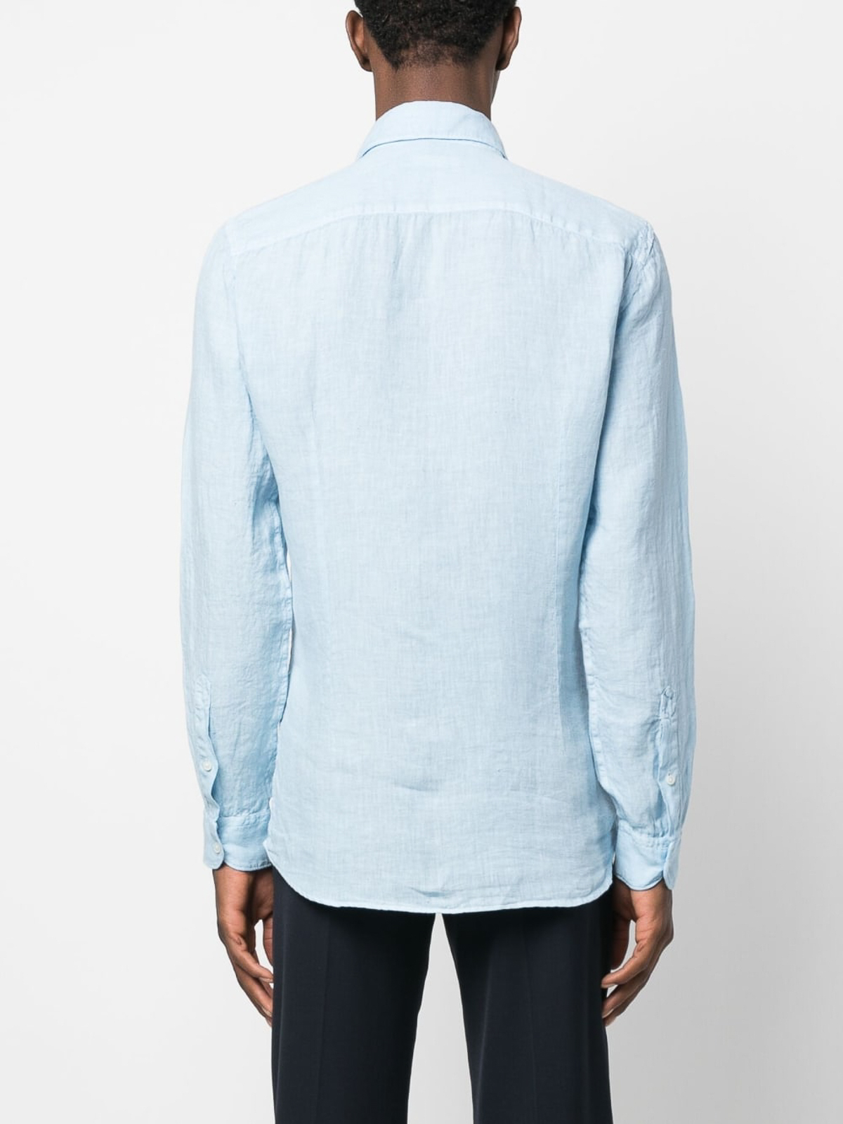 Shop Fay Linen Shirt In Light Blue
