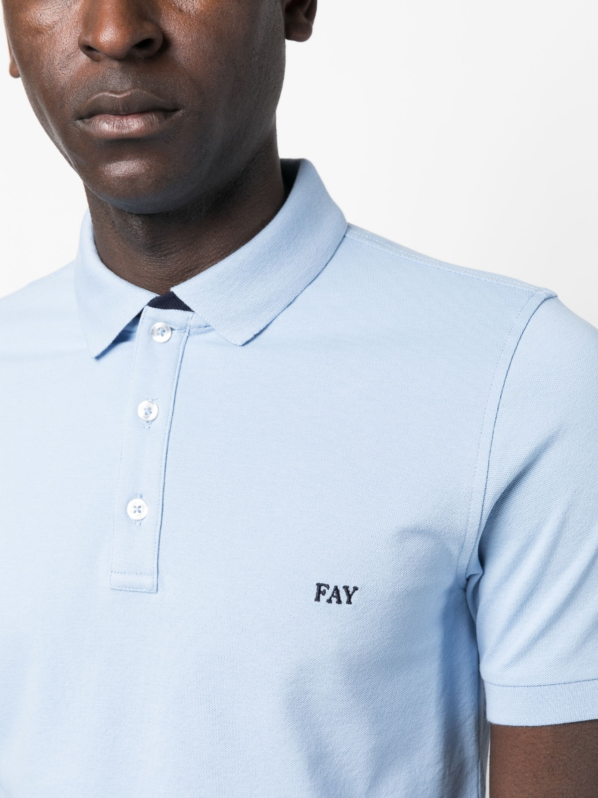 Shop Fay Cotton Polo Shirt In Light Blue