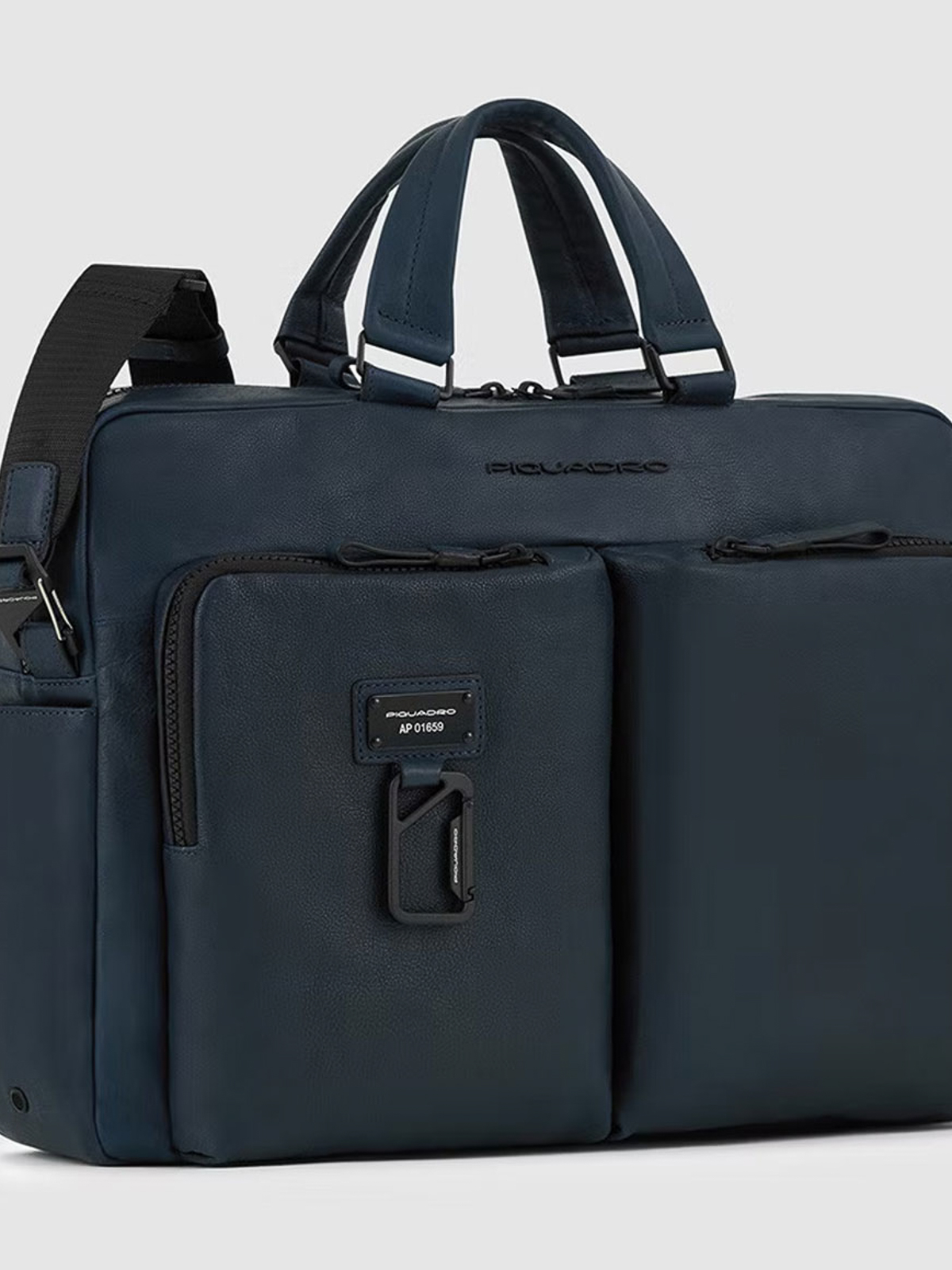 Shop Piquadro Briefcase Two Handles In Leather In Blue