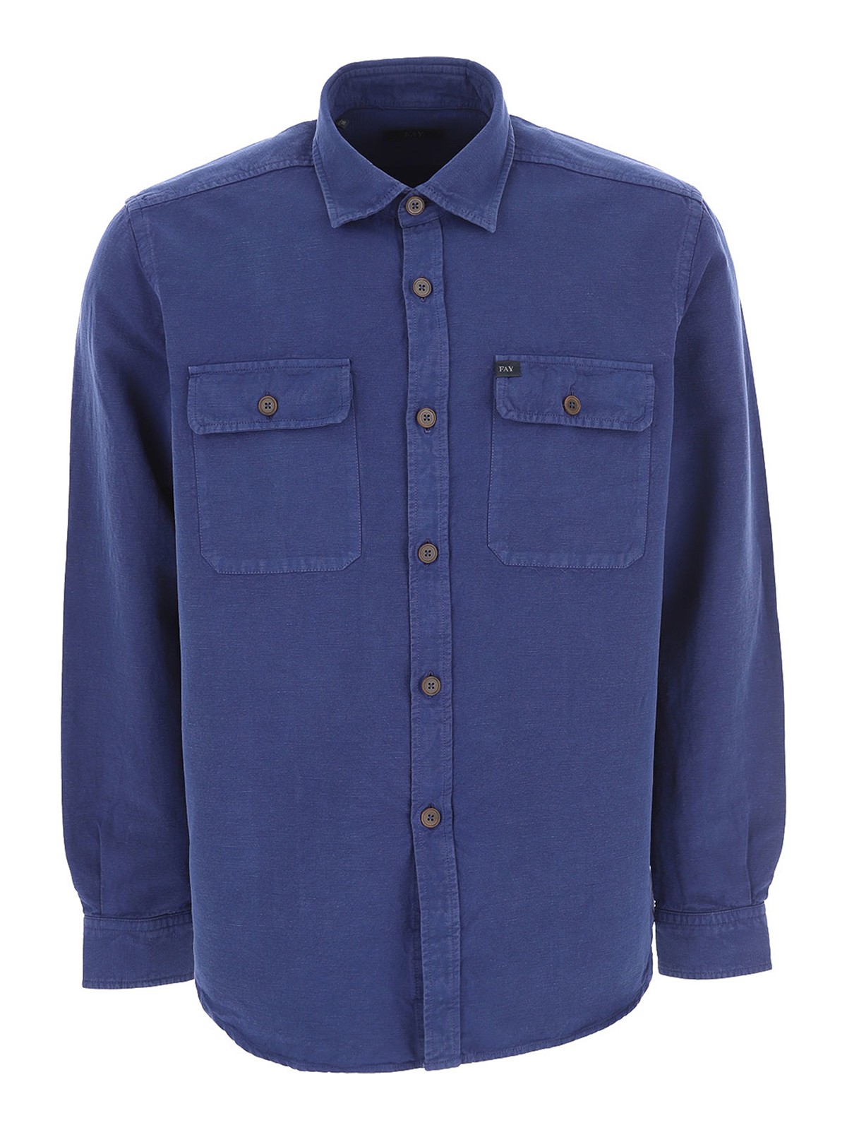 Fay Linen Over Shirt In Blue