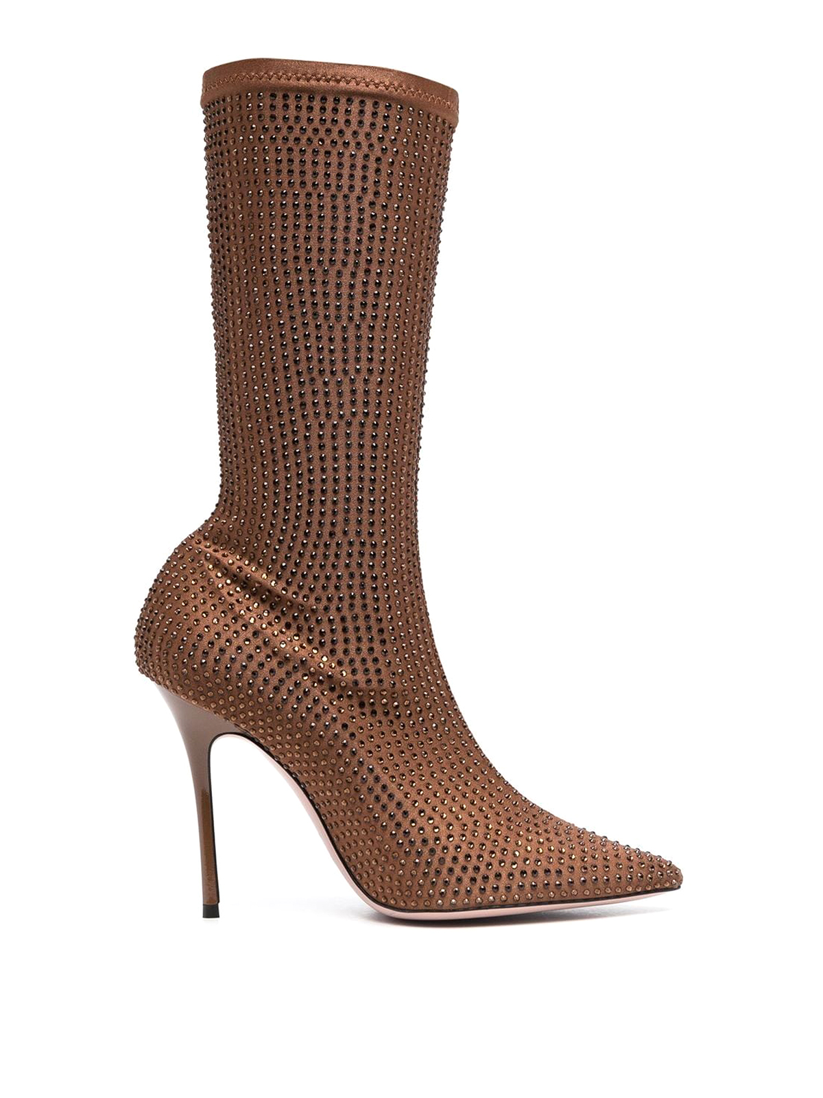 Shop Gedebe Crystal Embellishment Heel Boots In Brown