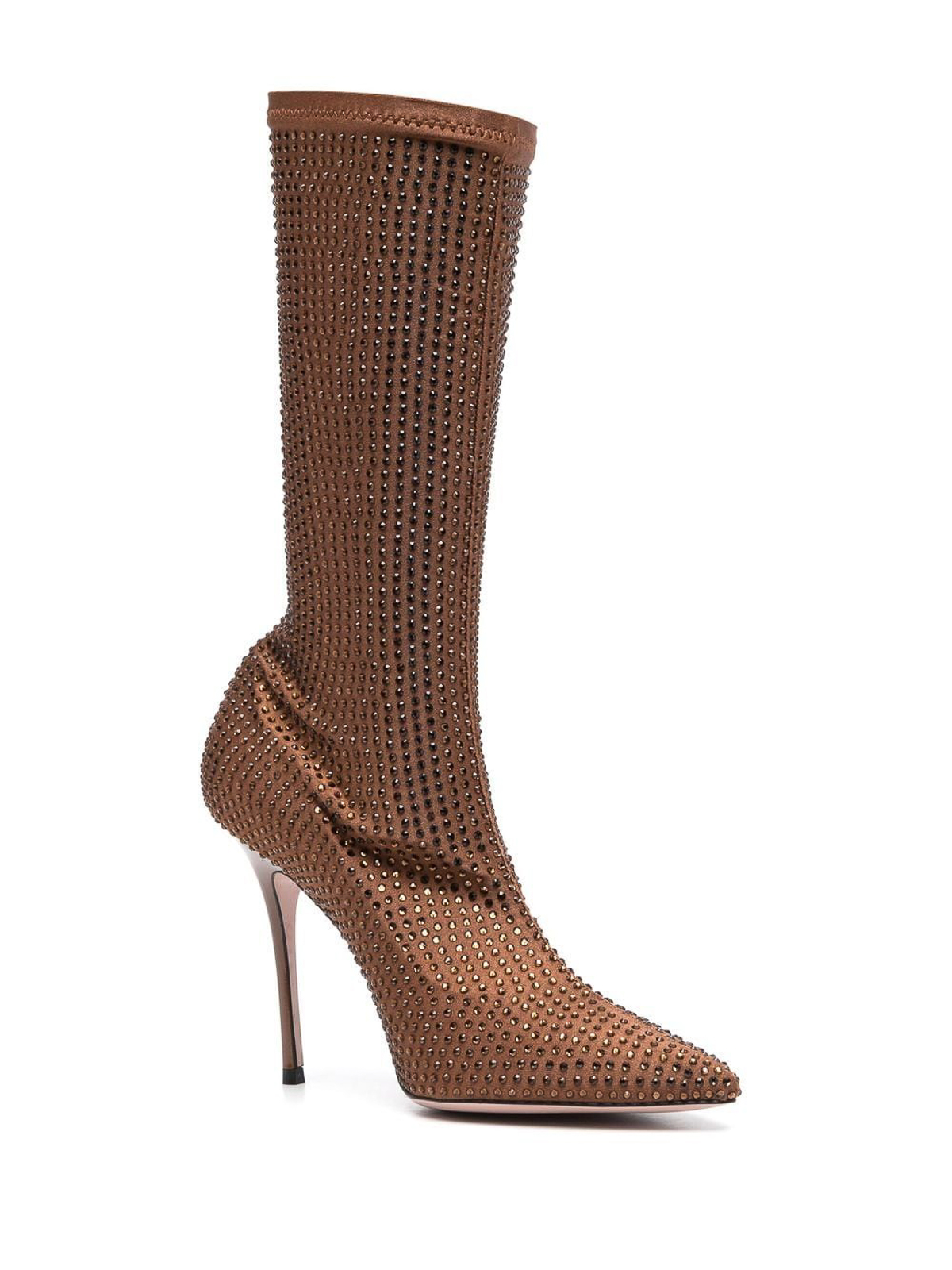 Shop Gedebe Crystal Embellishment Heel Boots In Brown