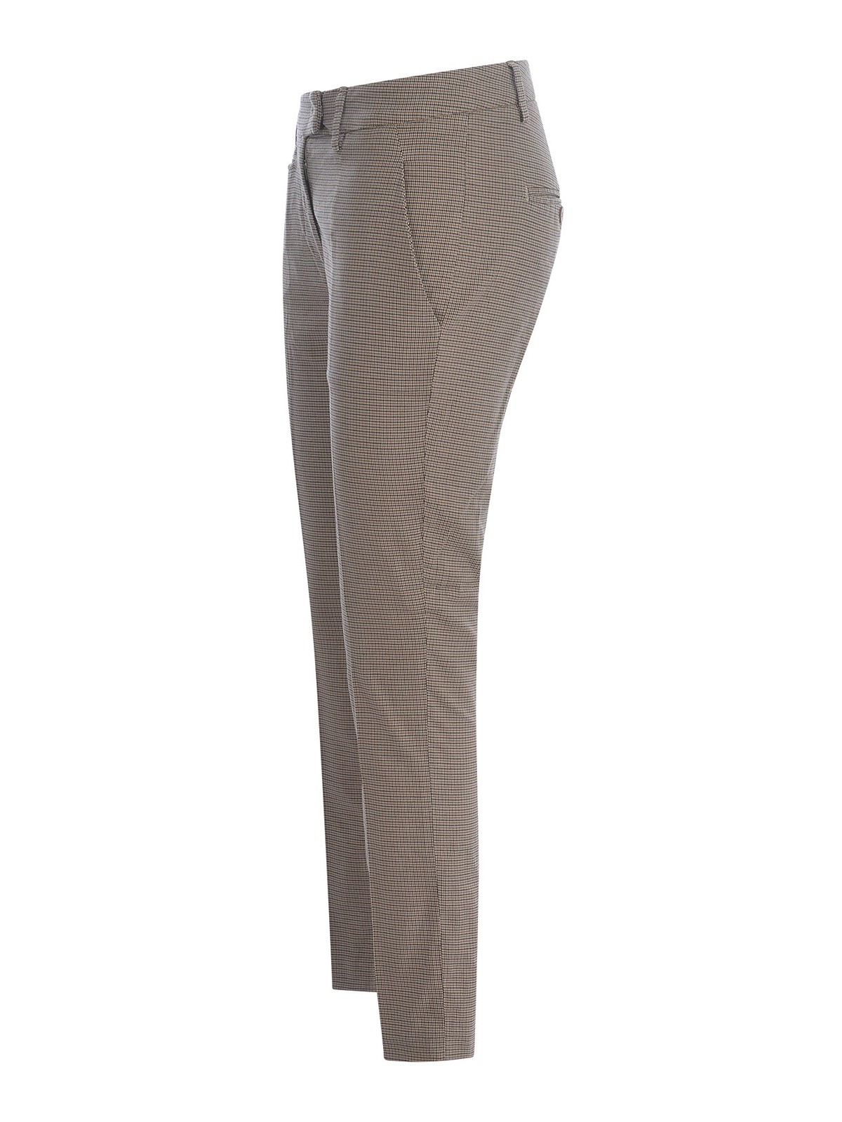 Shop Dondup Trousers   In Houndstooth In Beige