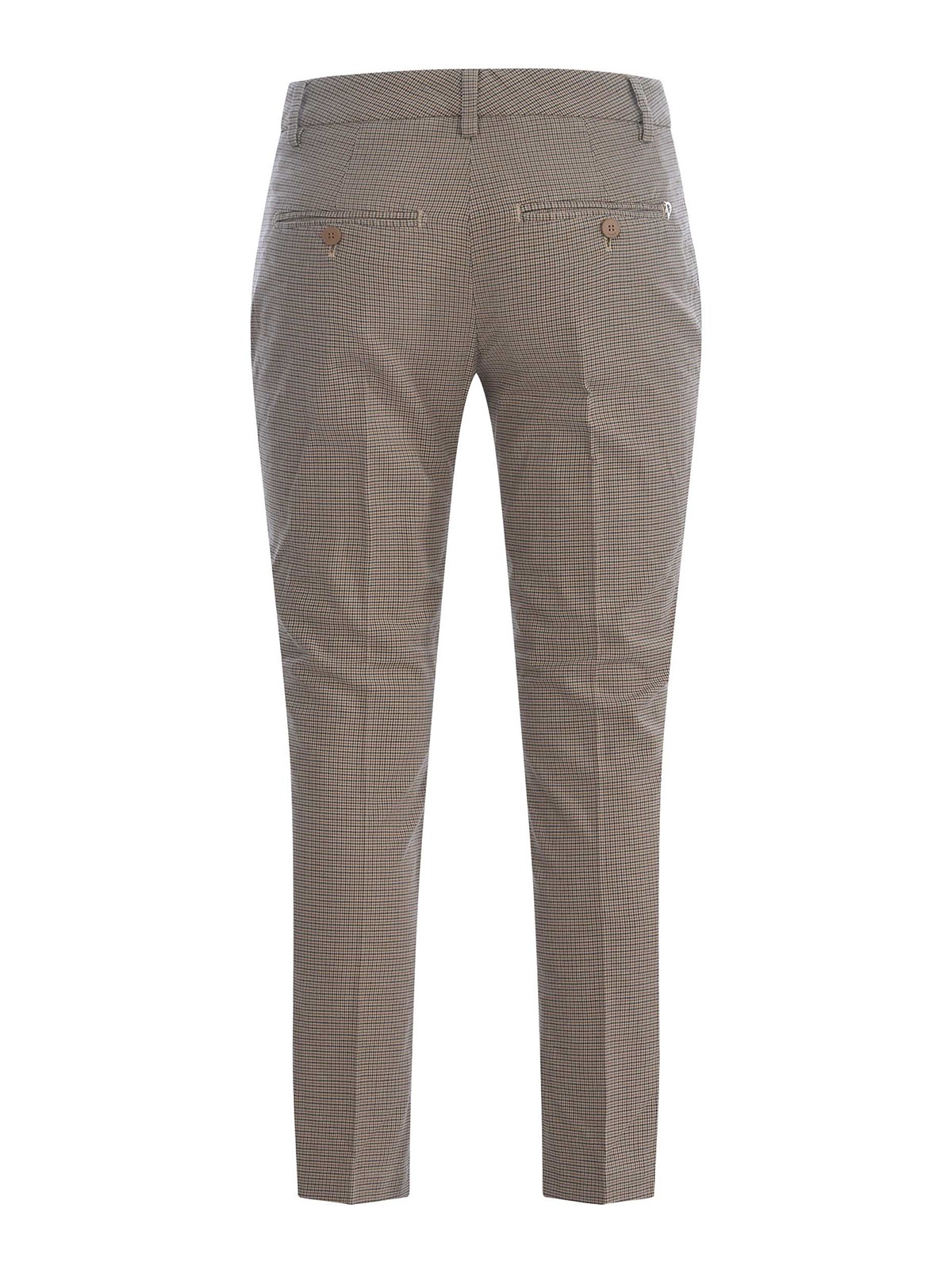 Shop Dondup Trousers   In Houndstooth In Beige