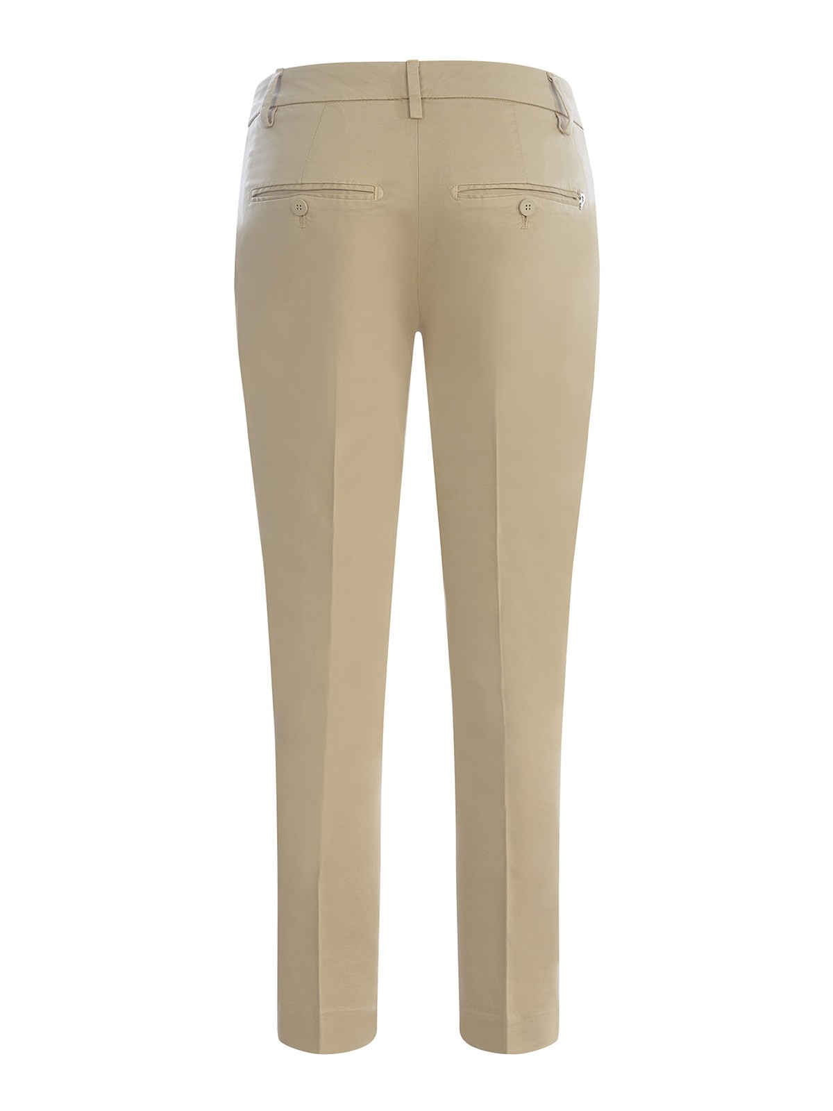 Shop Dondup Trousers   In Stretch Cotton In Beige