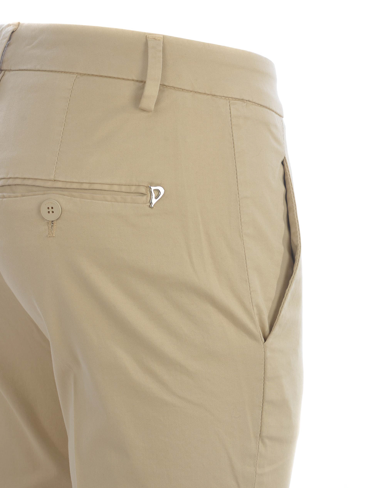 Shop Dondup Trousers   In Stretch Cotton In Beige