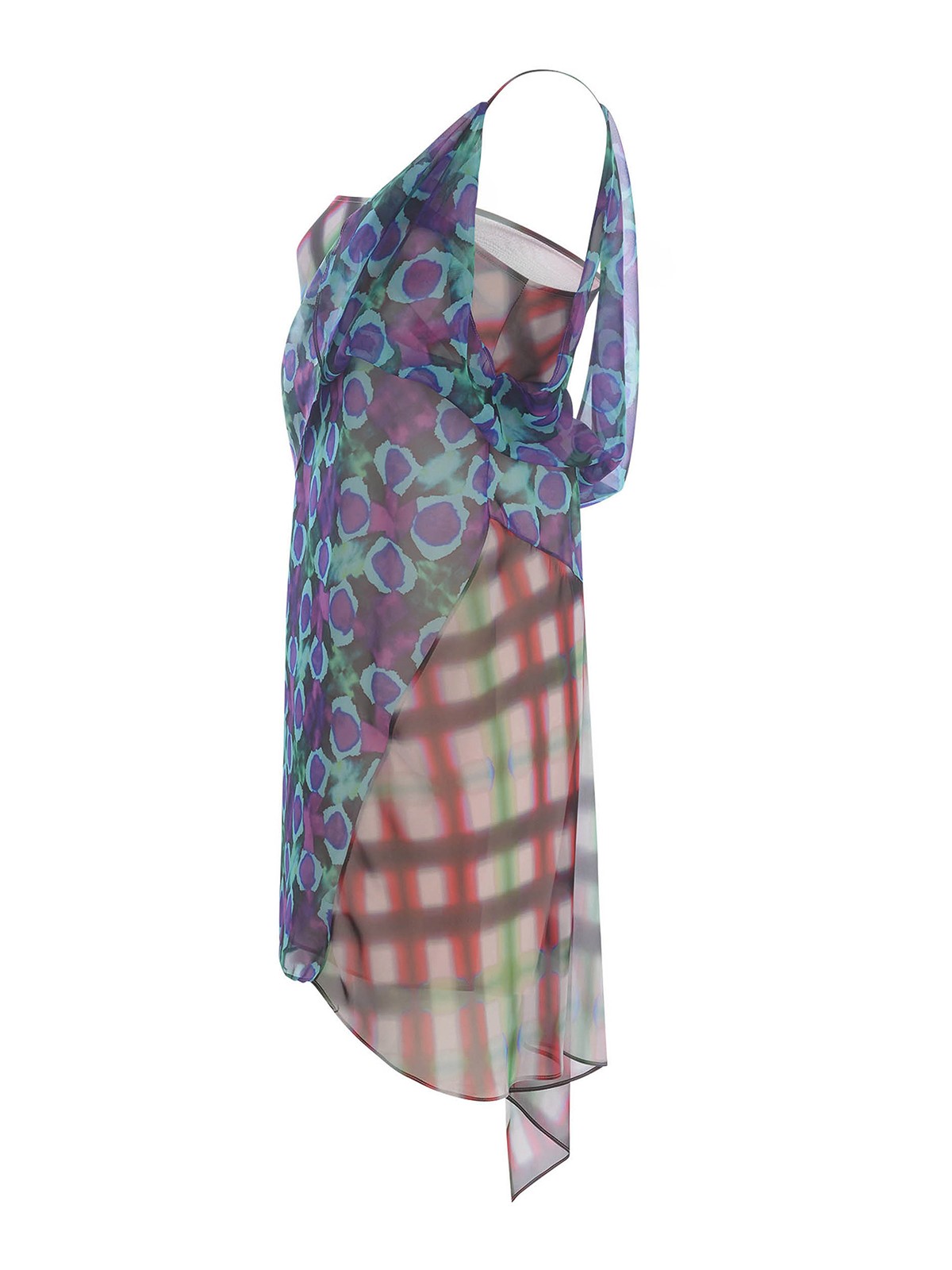 Shop Dsquared2 Dress  In Printed Chiffon In Púrpura