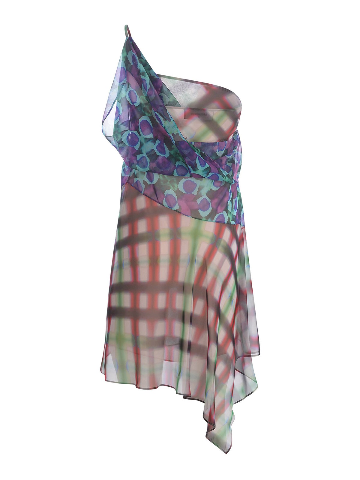 Shop Dsquared2 Dress  In Printed Chiffon In Púrpura