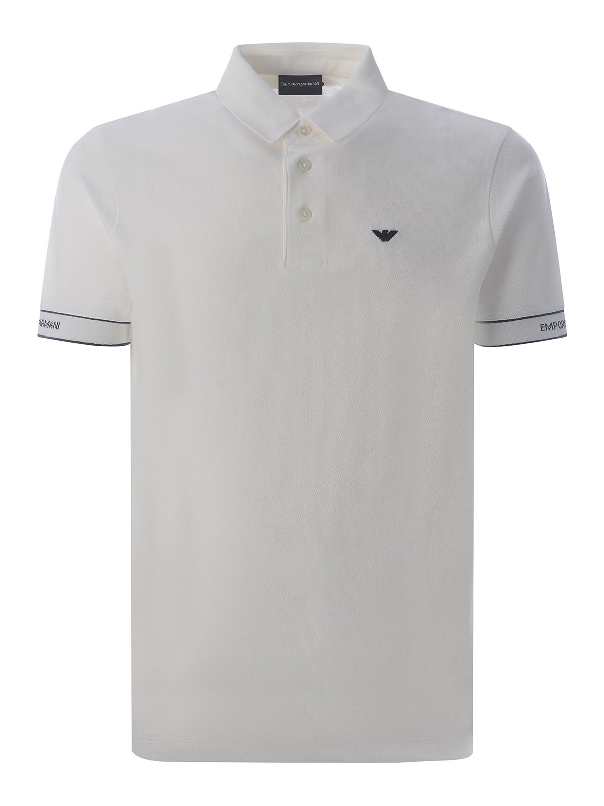 Emporio Armani Polo Shirt  In Cotton Piqu In White