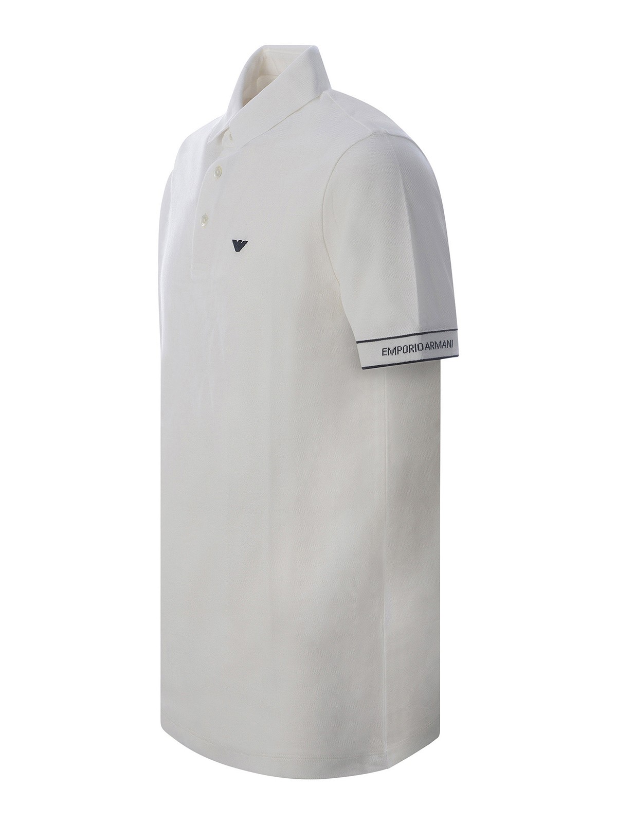 Shop Emporio Armani Polo Shirt  In Cotton Piqu In White