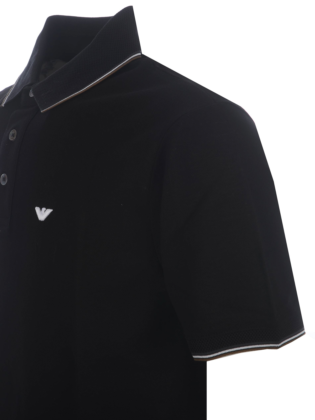 Shop Emporio Armani Polo Shirt  In Cotton Piqu In Black