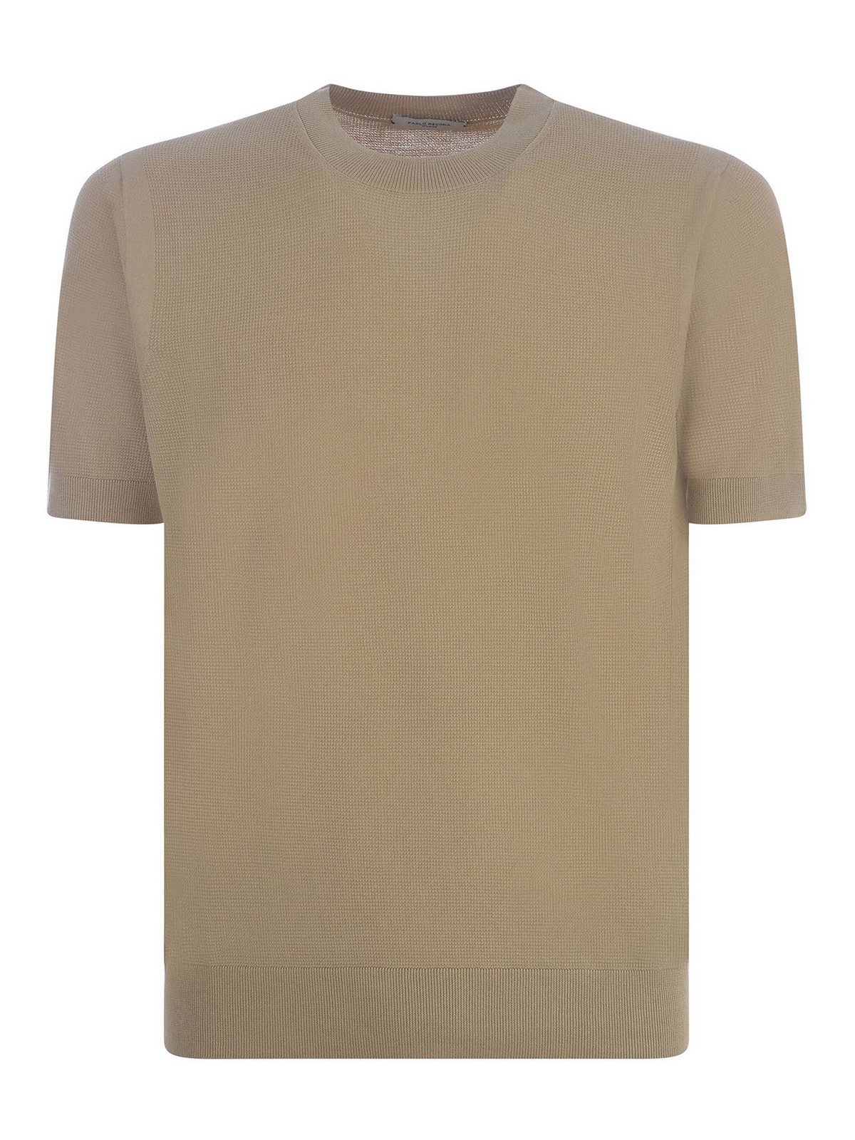 Shop Paolo Pecora Sweater  In Cotton Thread In Light Brown