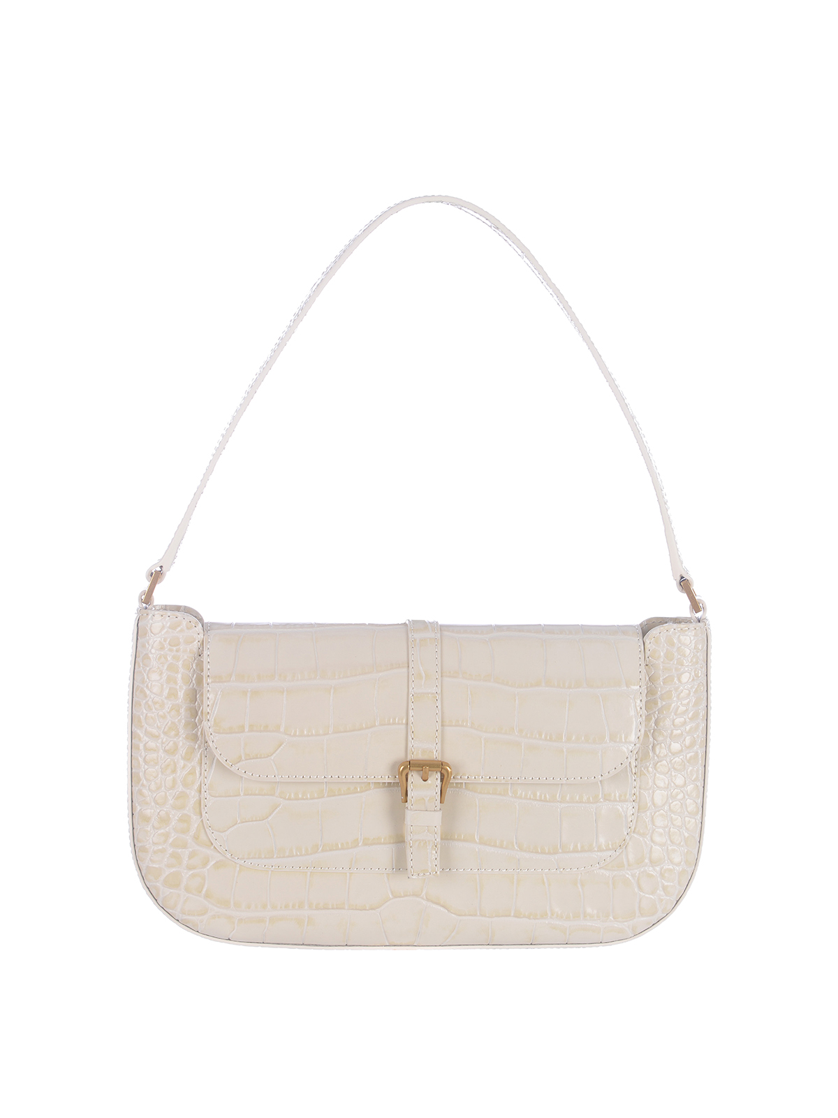 By Far Shoulder Bag   In Crocodile Leather In White