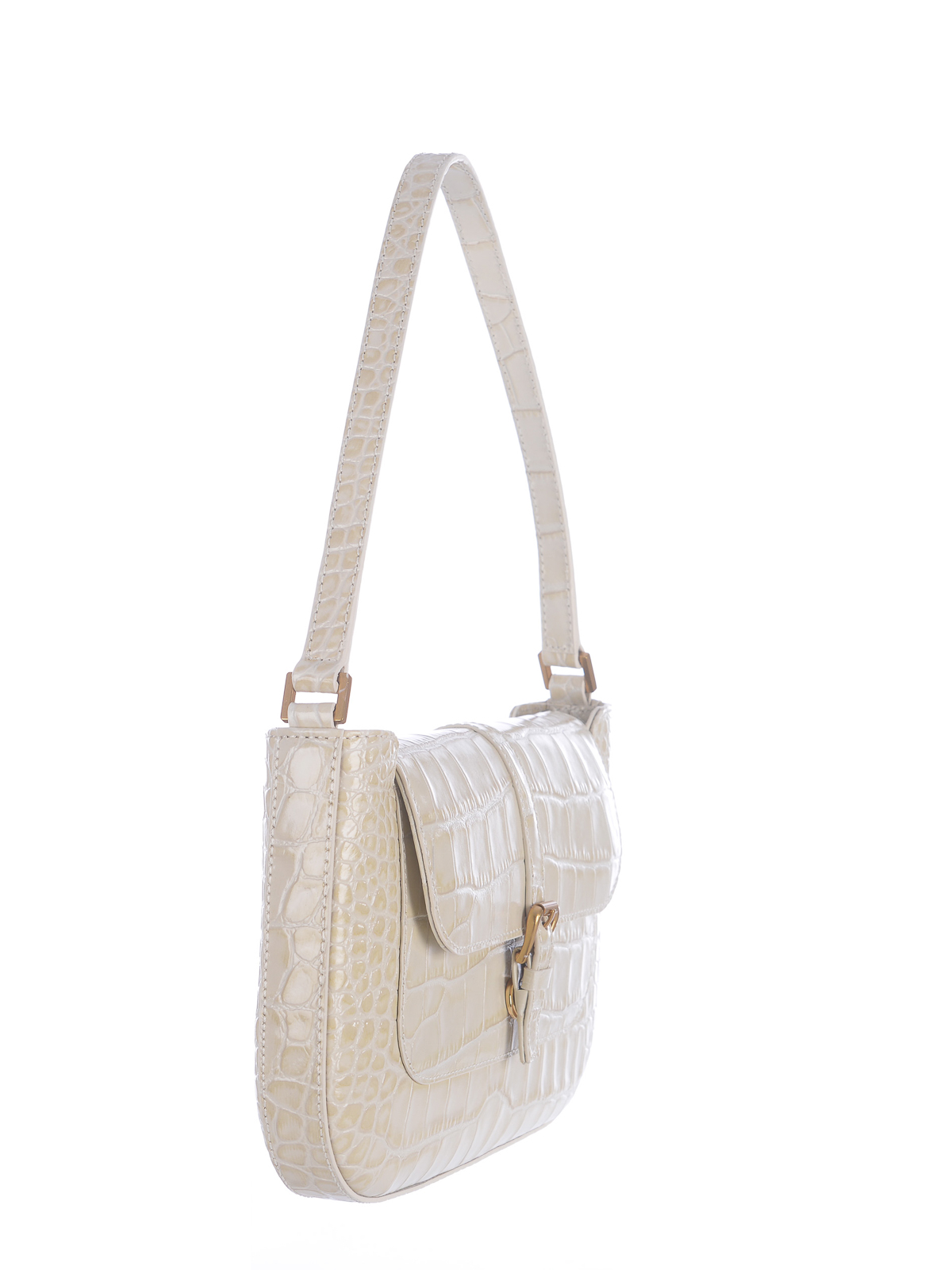 Shop By Far Shoulder Bag   In Crocodile Leather In White