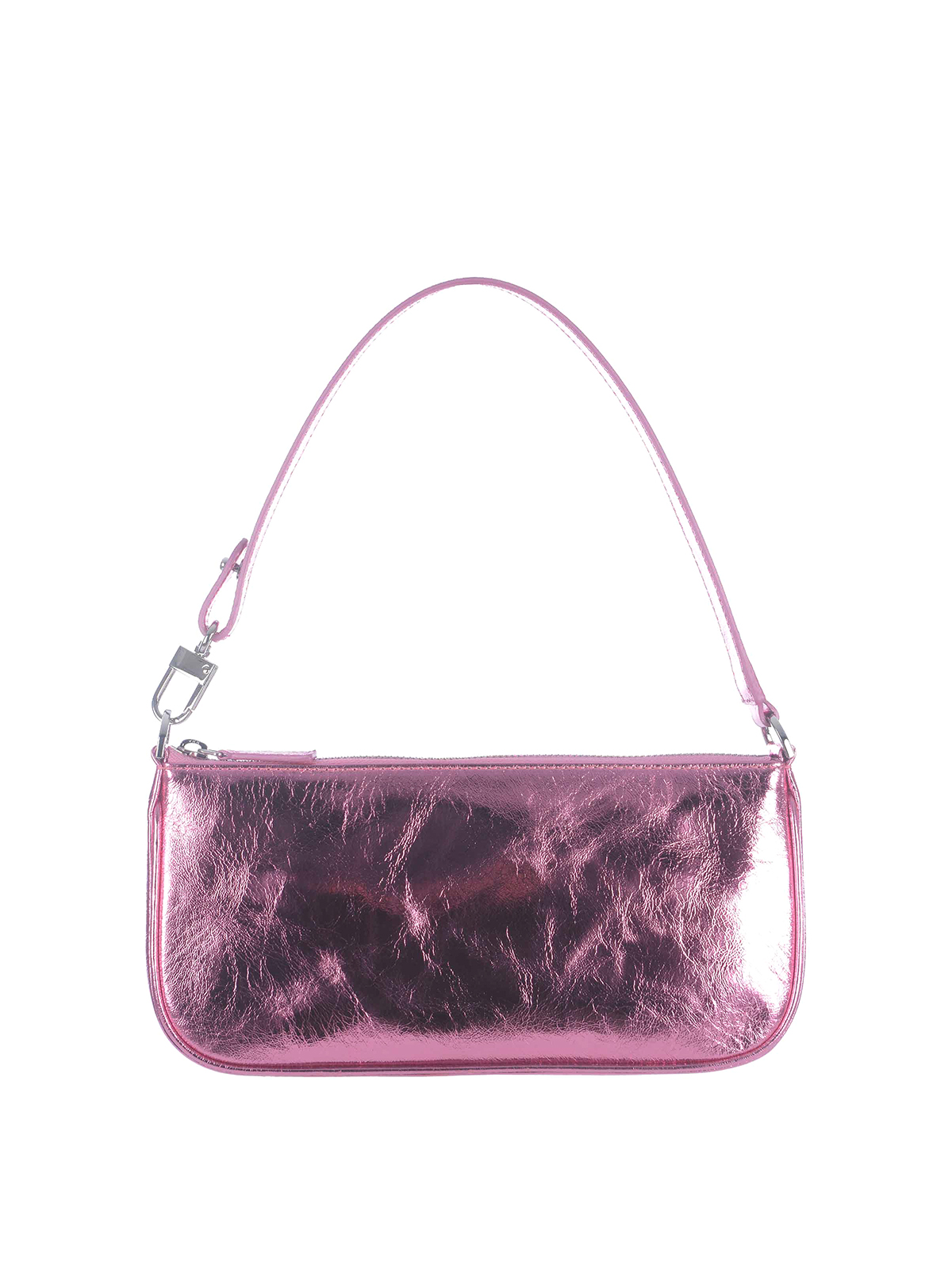 By Far Shoulder Bag   In Metallic Leather In Pink
