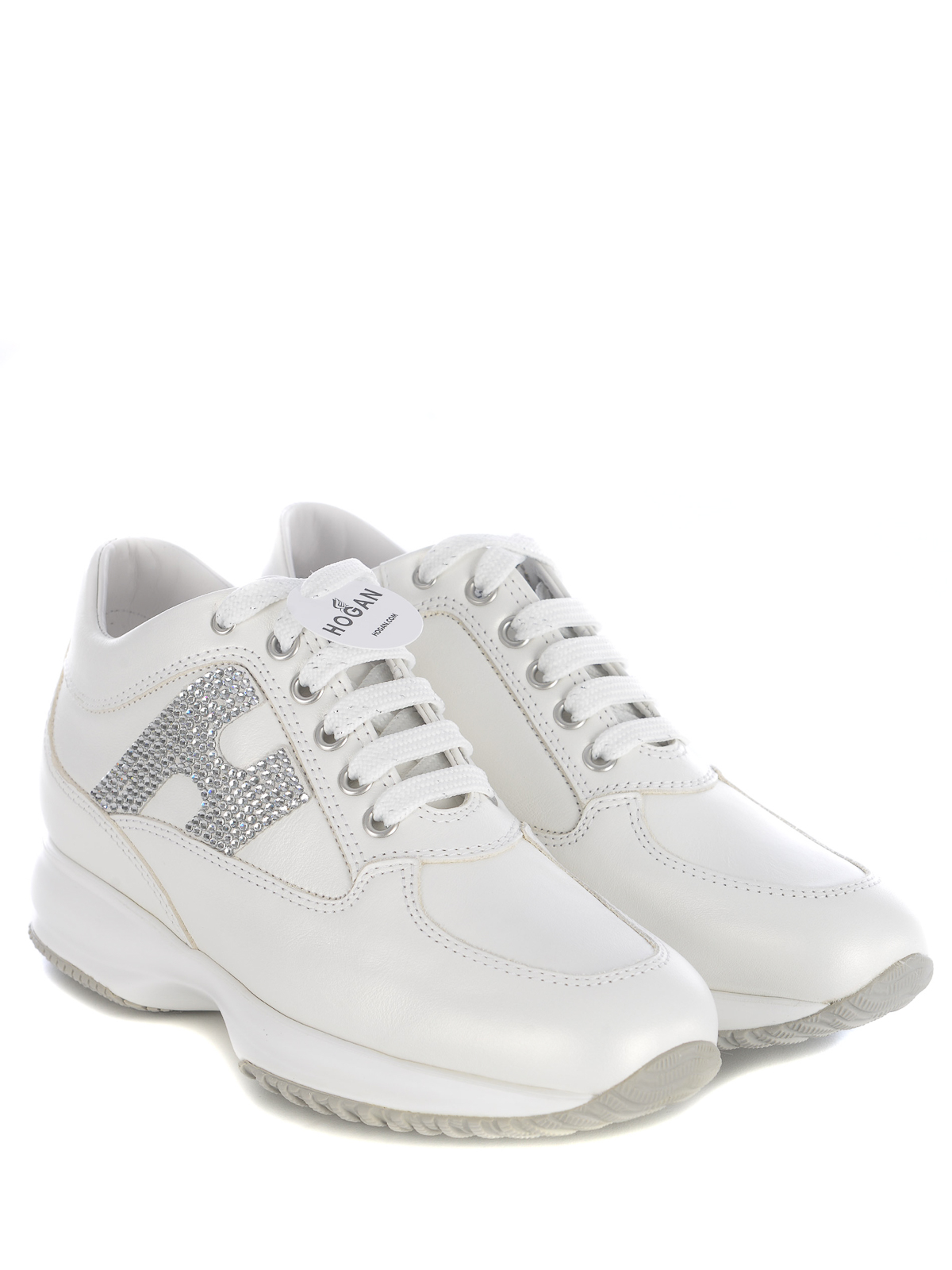Shop Hogan Sneakers   In Leather In White