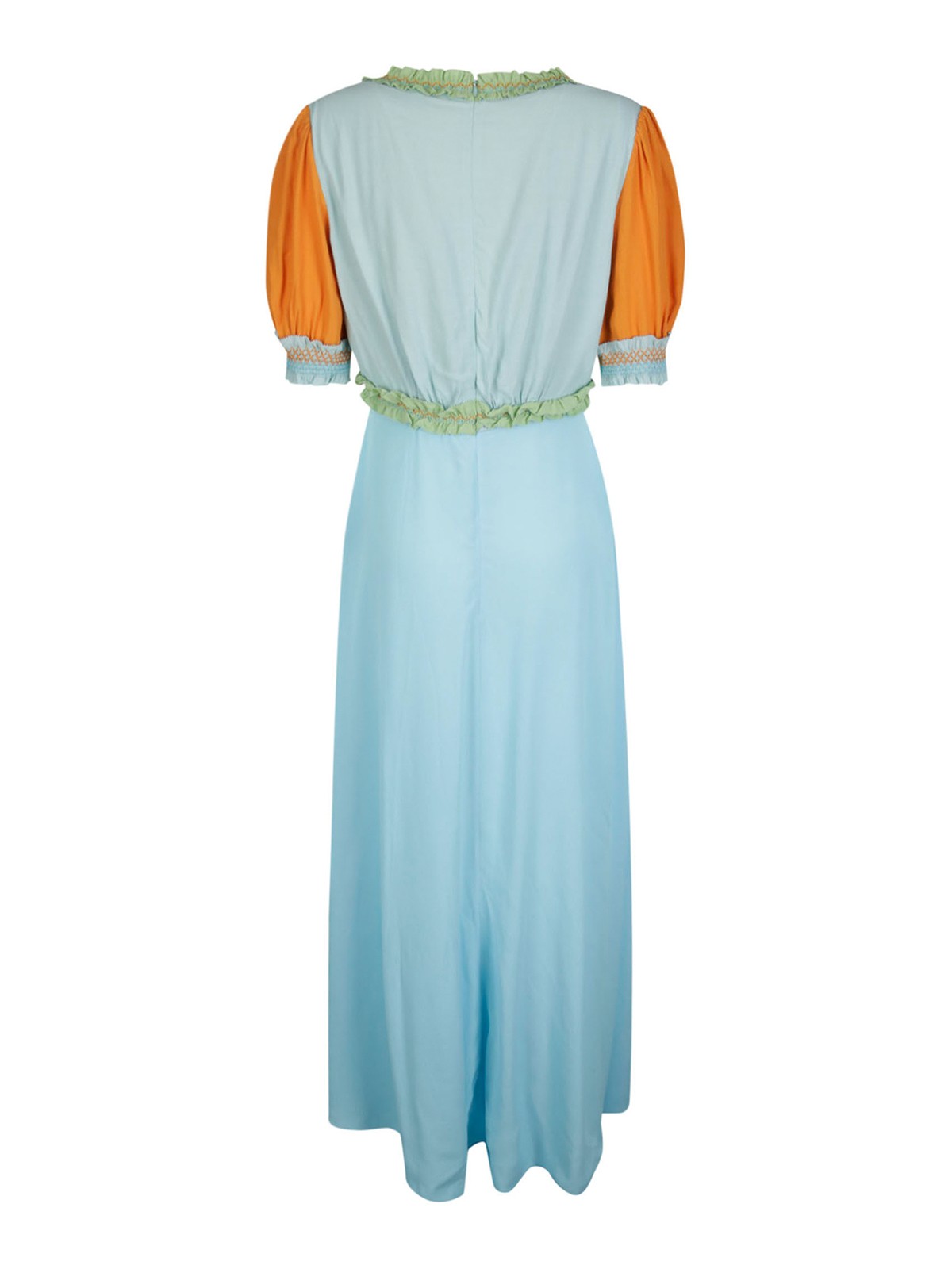 Saloni Long dress lea smocked - Light Blue - Women|10658411412 Saloni Long dress lea smocked - Light Blue - Women|10658411412