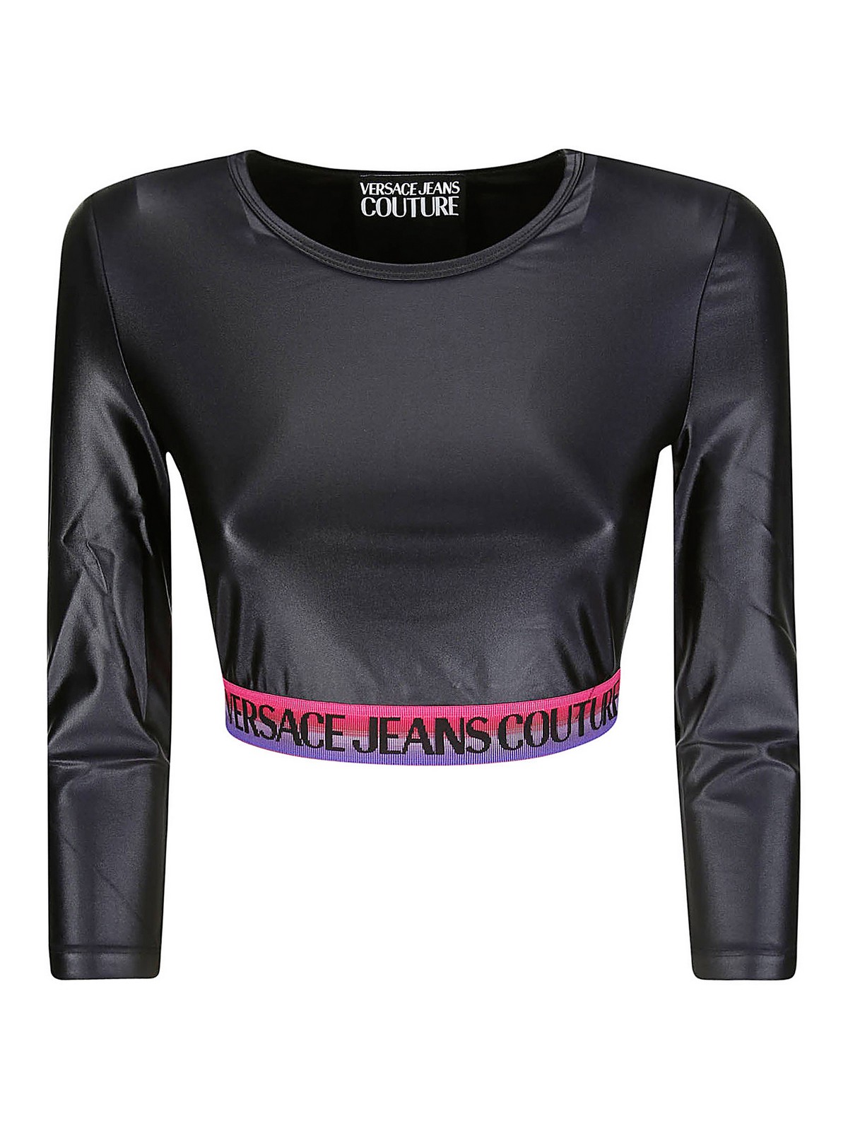 Shop Versace Jeans Couture T-shirt Lycra Shiny In Black