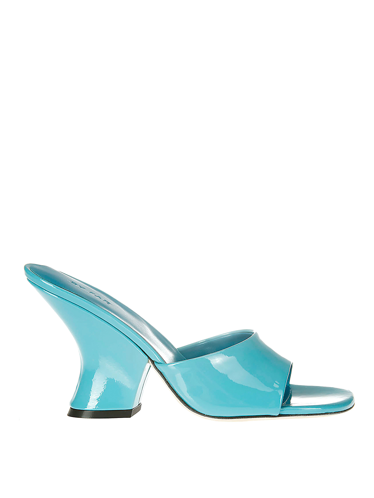 Shop By Far Patent Leather Sandals In Light Blue