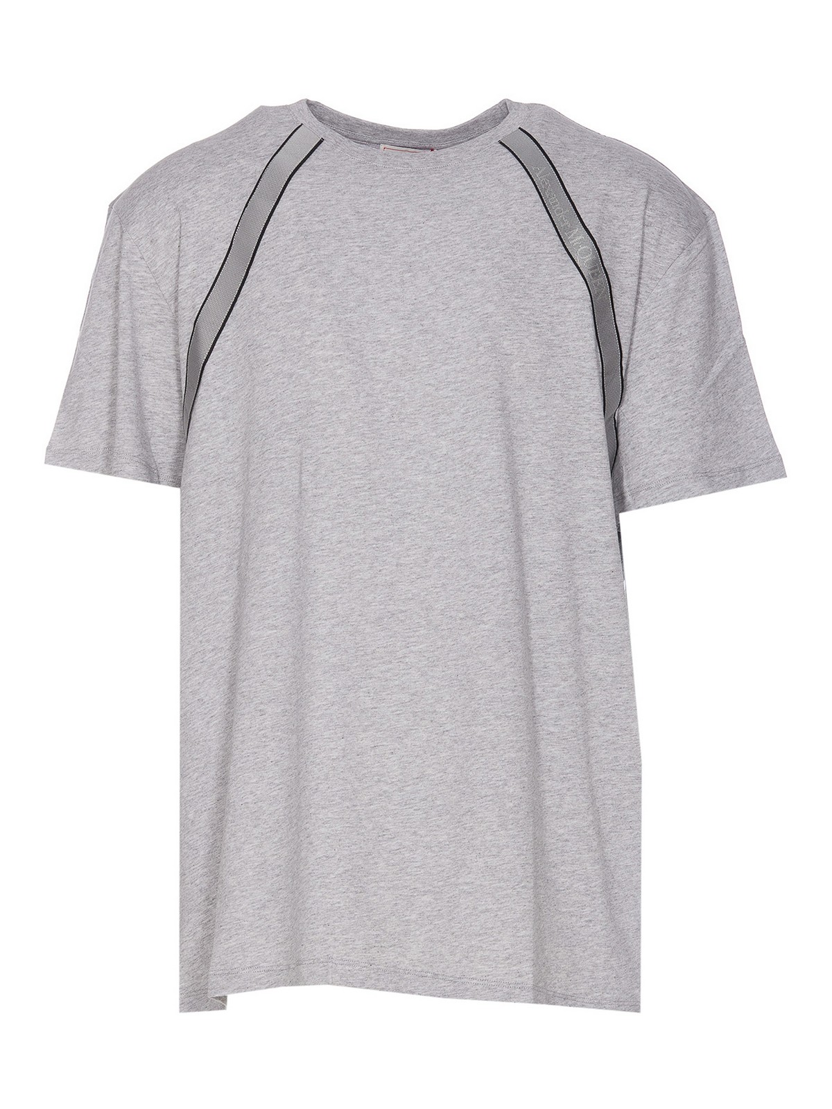 Alexander Mcqueen Logo Tape T-shirt In Grey