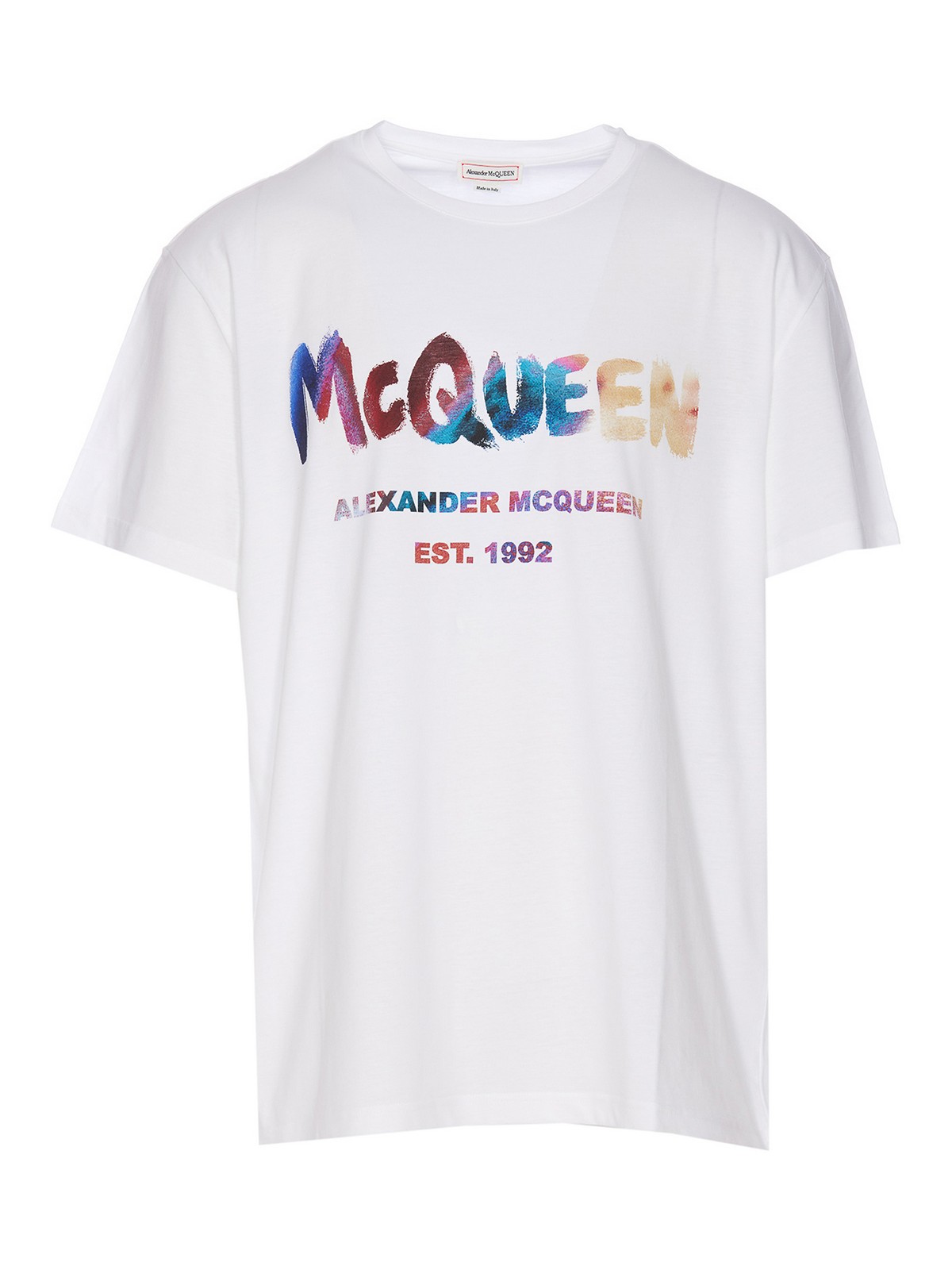Alexander Mcqueen Mcqueen graffiti logo t-shirt|750667QVZ140900