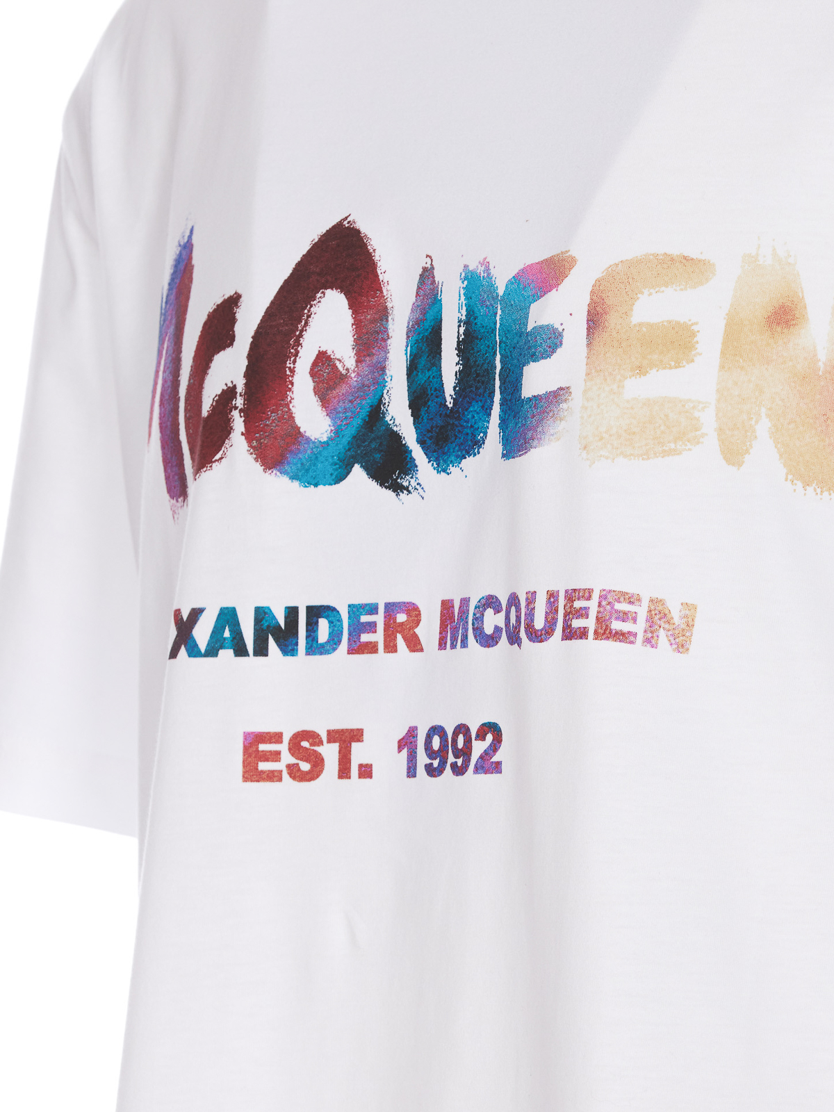 Alexander Mcqueen Mcqueen graffiti logo t-shirt|750667QVZ140900