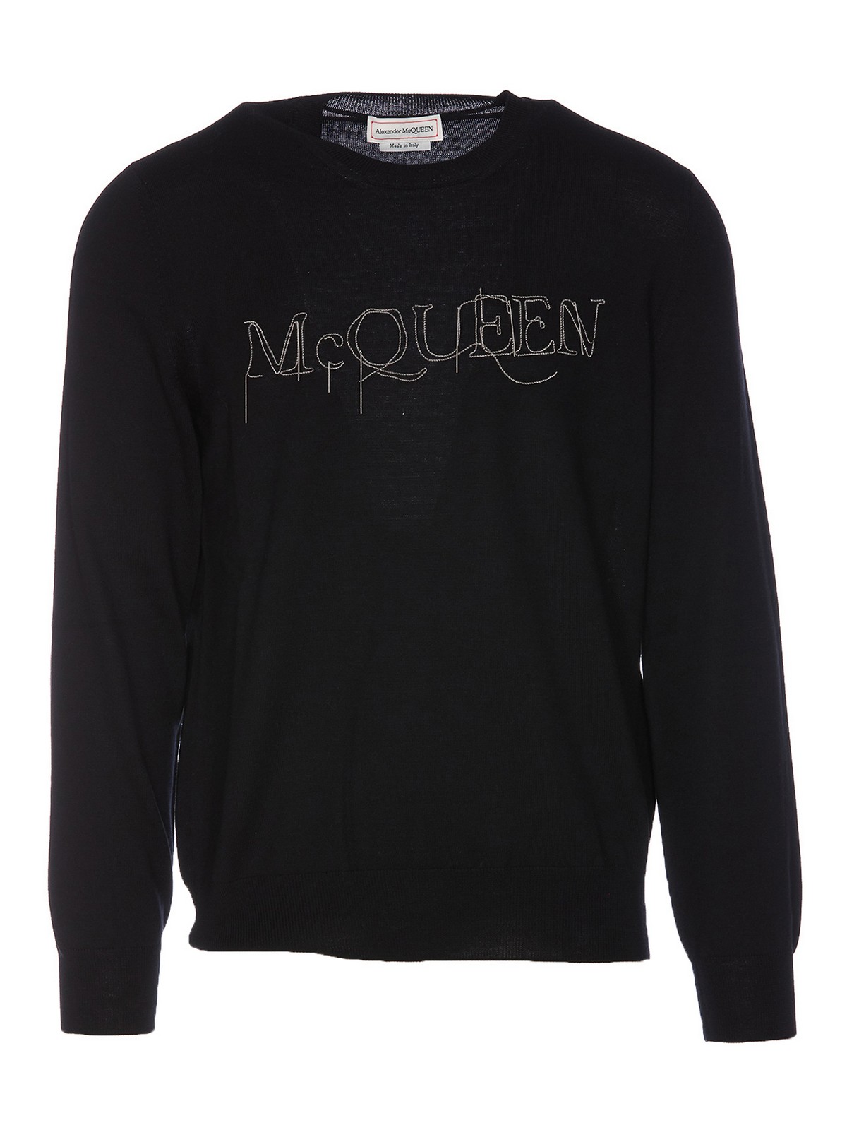Shop Alexander Mcqueen Embroidered Logo Sweater In Negro