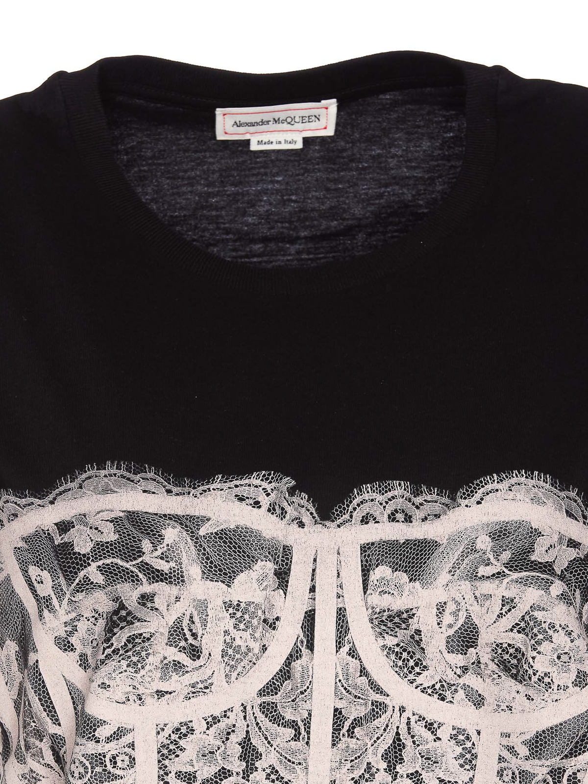 Shop Alexander Mcqueen Lace Corset T-shirt In Negro