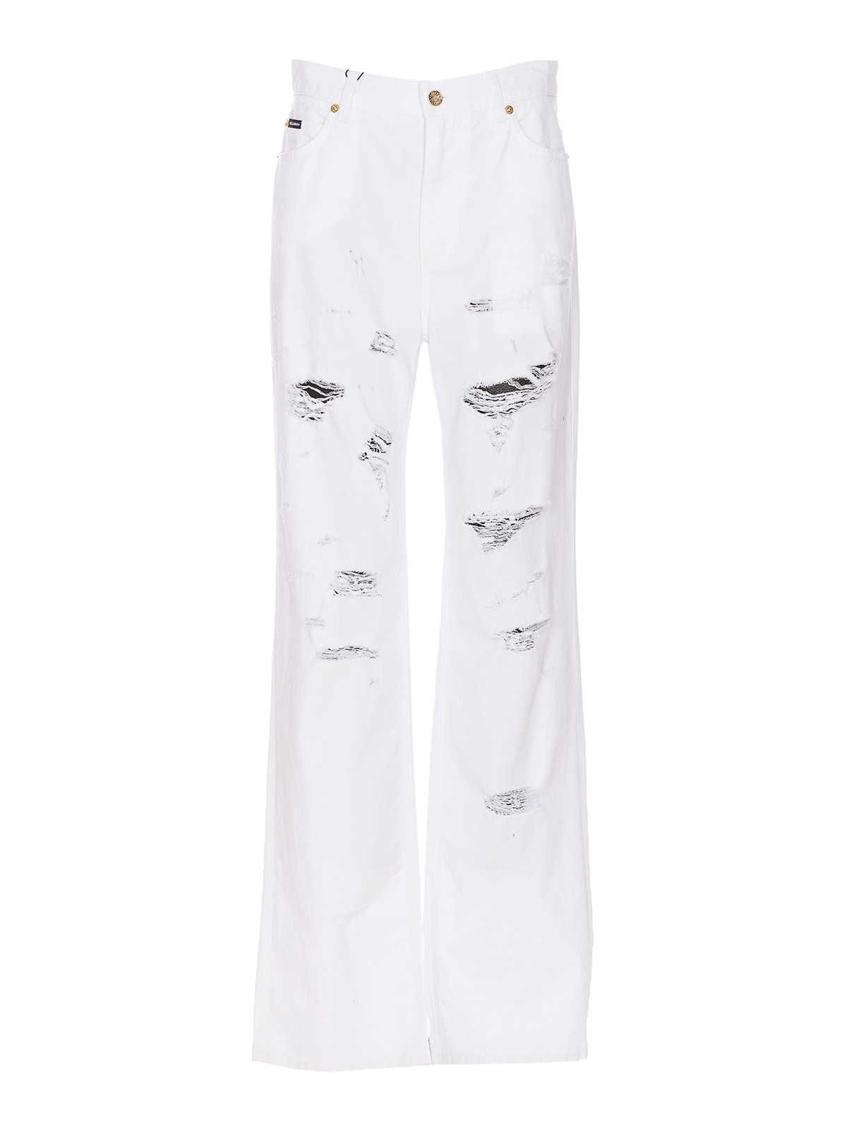 Shop Dolce & Gabbana Distressed Denim Jeans In White