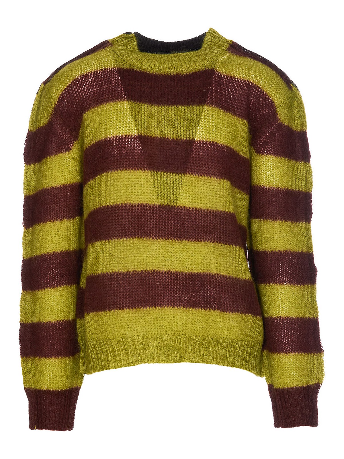 Marni Round Neck Long-sleeved Sweater In Green