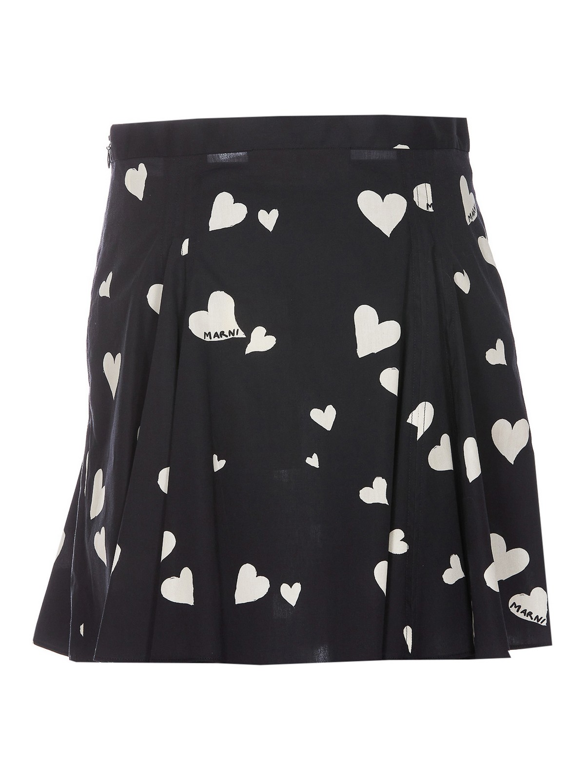 Shop Marni Heart Print Logo Skirt In Black