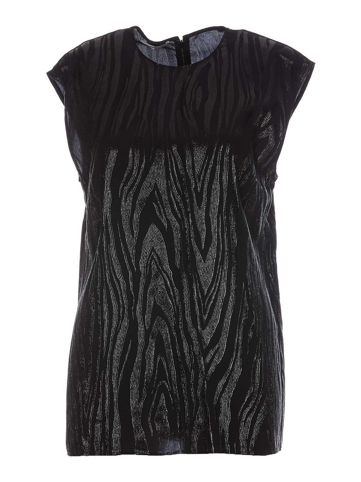 Stella Mccartney Woodgrain Print Lurex Tank Top In Black