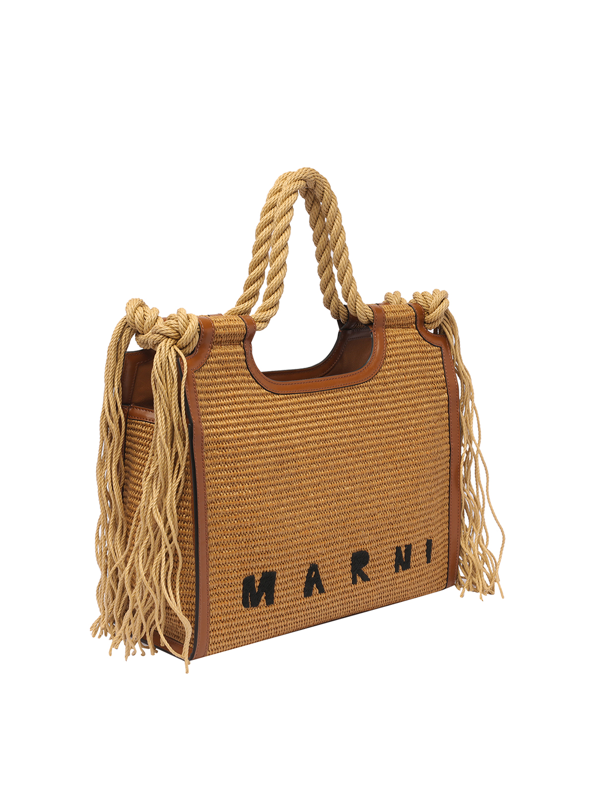 Shop Marni Marcel Summer Logo Handbag In Brown