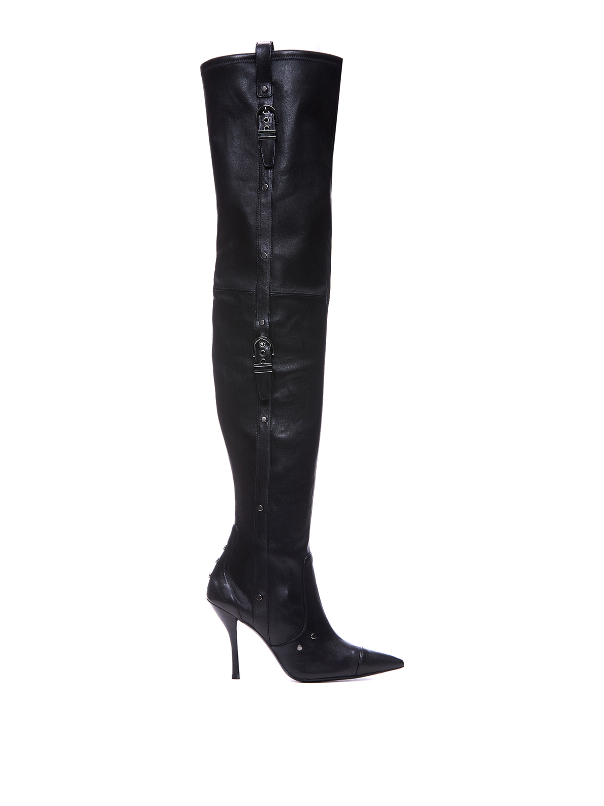 Stuart Weitzman Black Over-the-knee Boots With Buckle Detail In Smooth Leather Woman