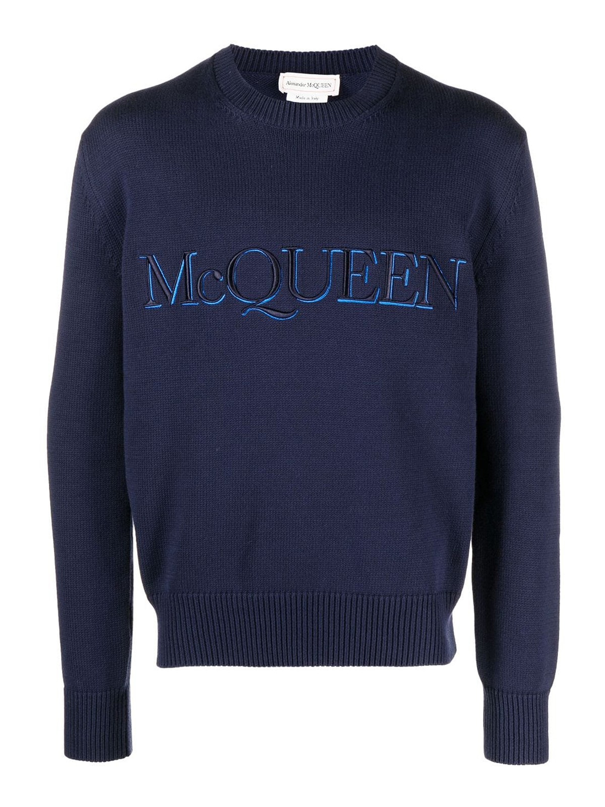 Alexander Mcqueen Logo-embroidered Cotton Jumper In Blue