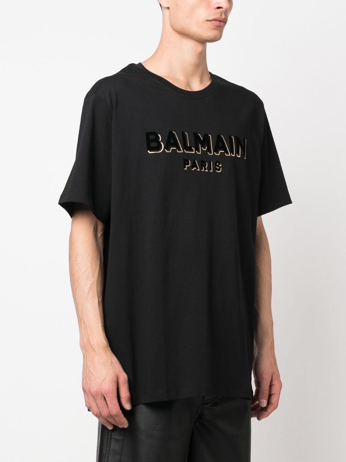 Shop Balmain Logo-print Organic Cotton T-shirt In Black