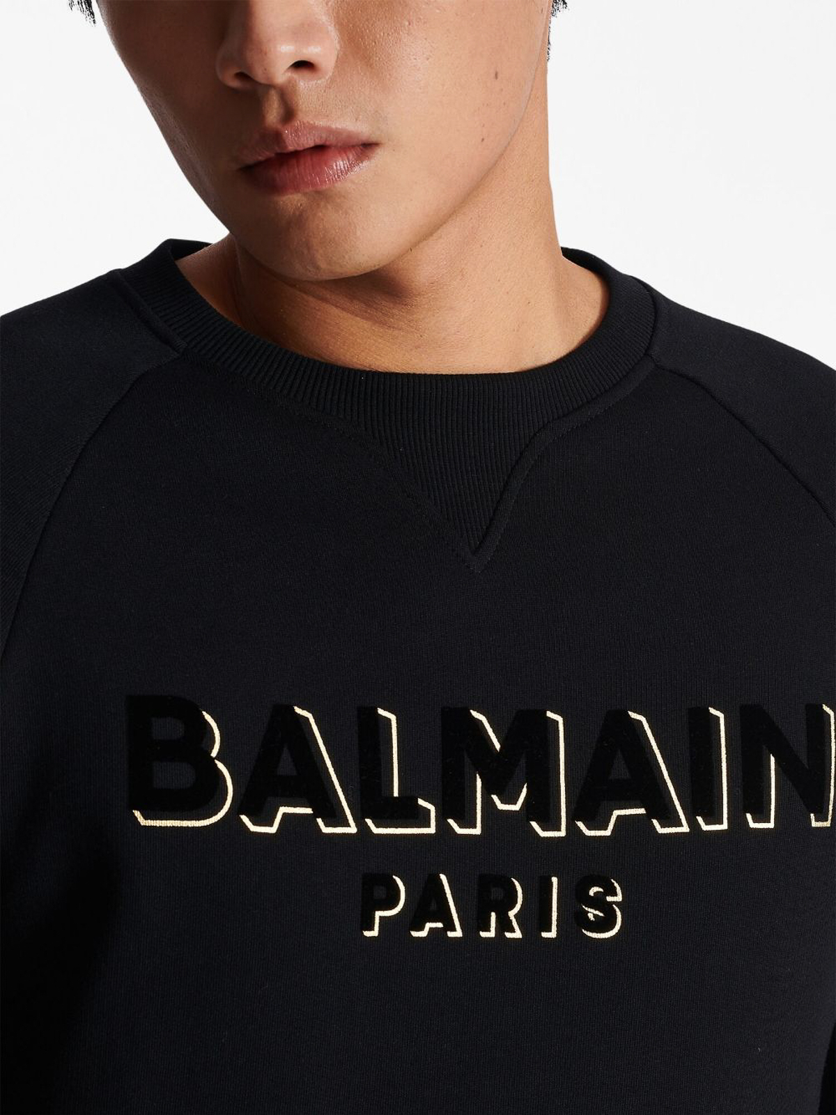 Shop Balmain Crew-neck Sweatshirt In Black