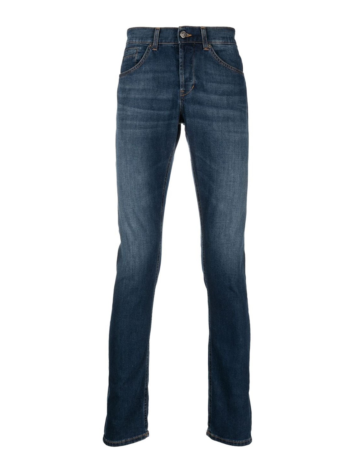 Shop Dondup Cuffed Slim-cut Jeans In Blue