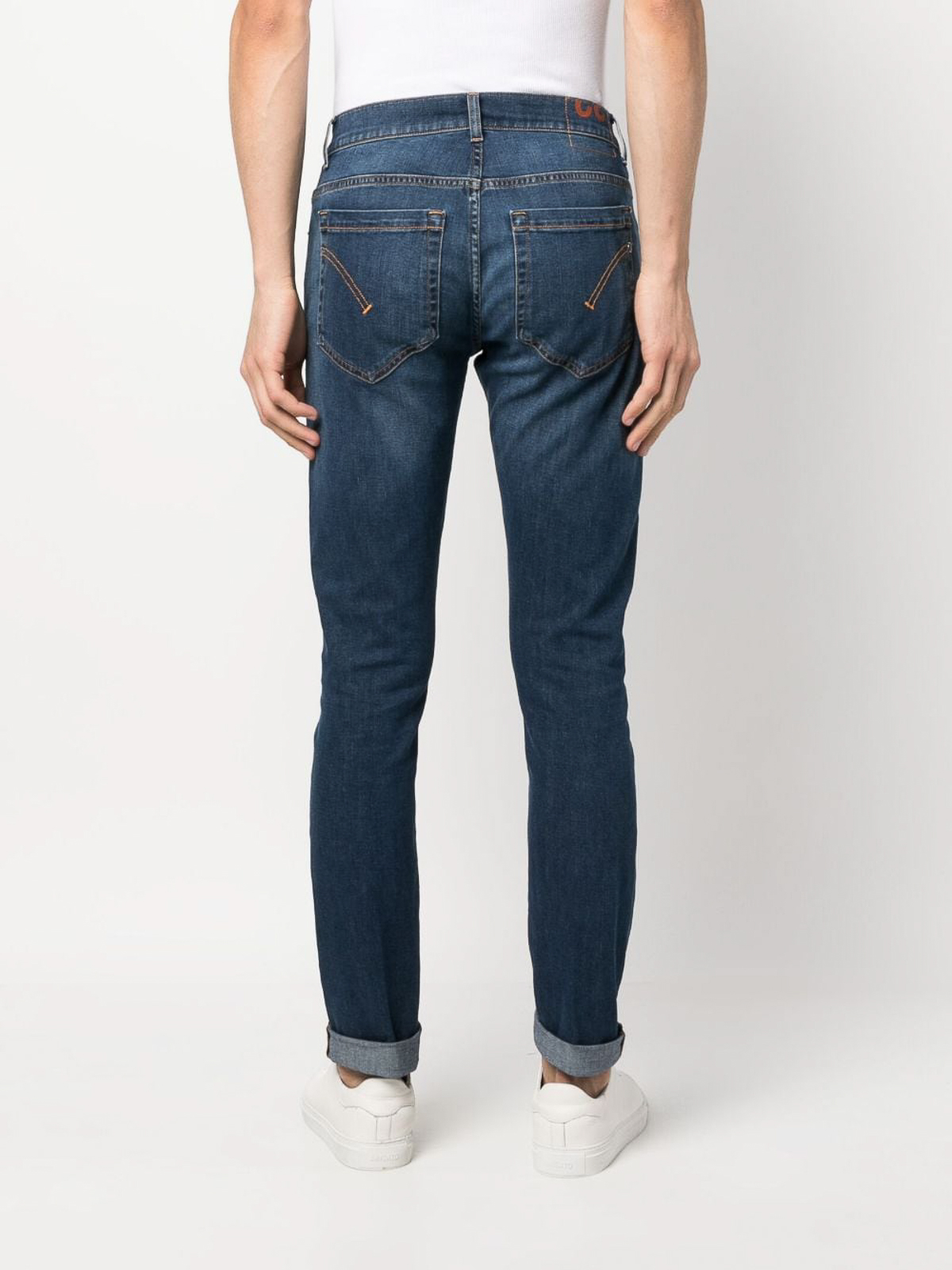 Shop Dondup Cuffed Slim-cut Jeans In Blue