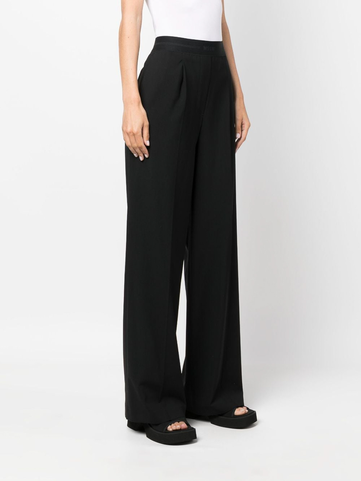 Shop Msgm High-waist Trousers In Black