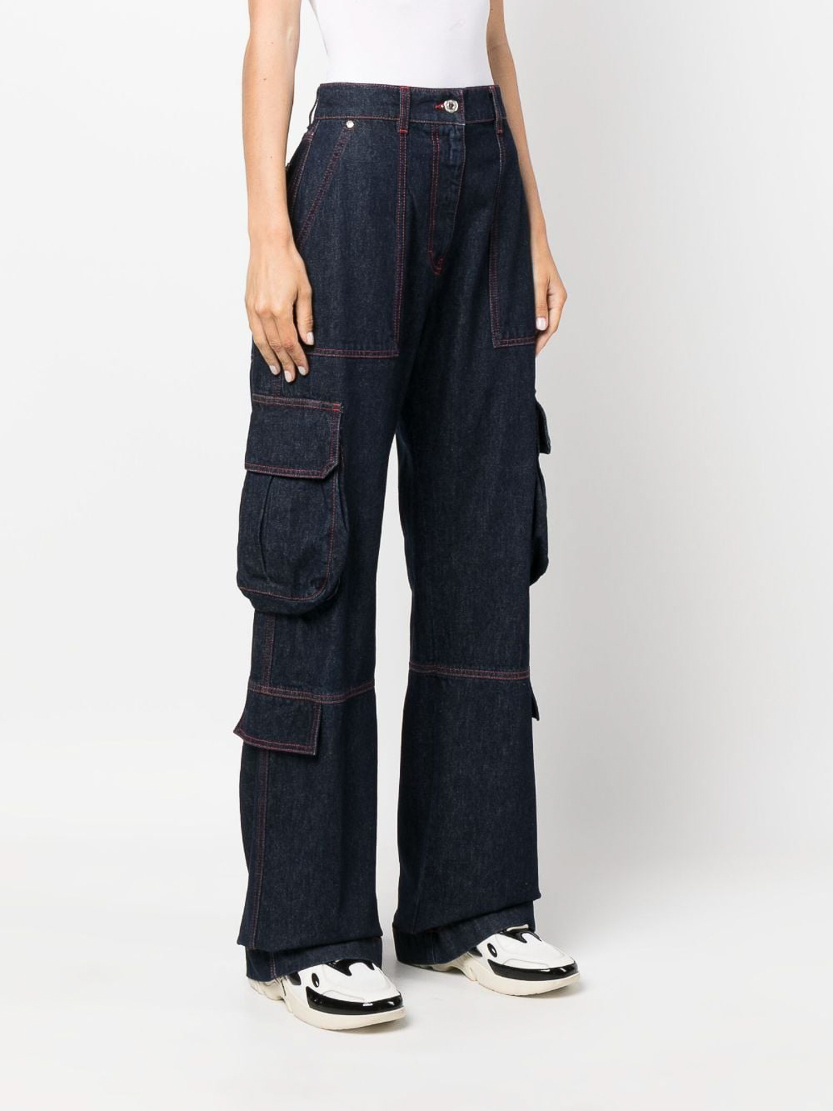 Shop Msgm Cargo-pocket Denim Jeans In Blue