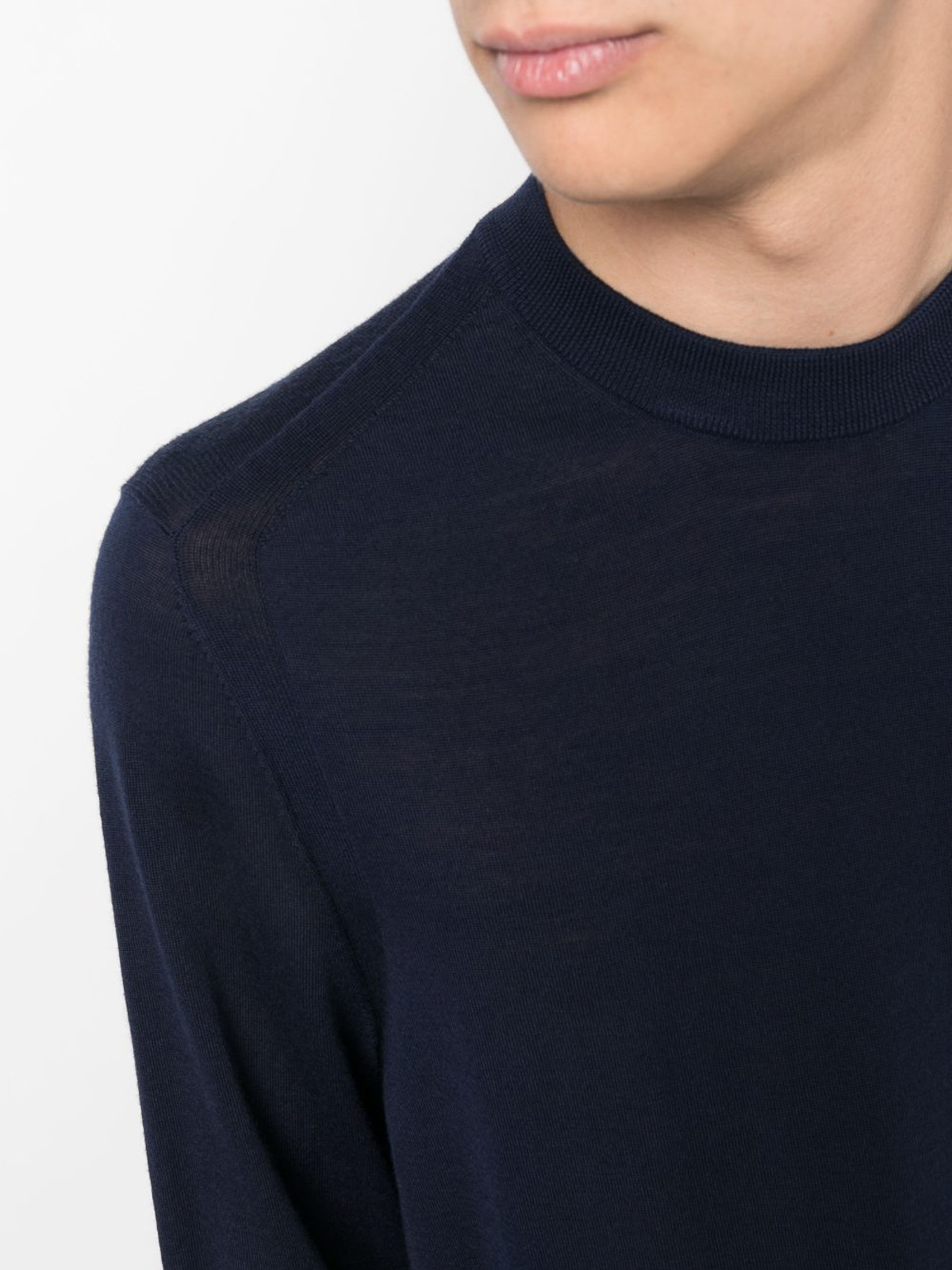 Shop Paul Smith Blue Fine-knit Sweatshirt