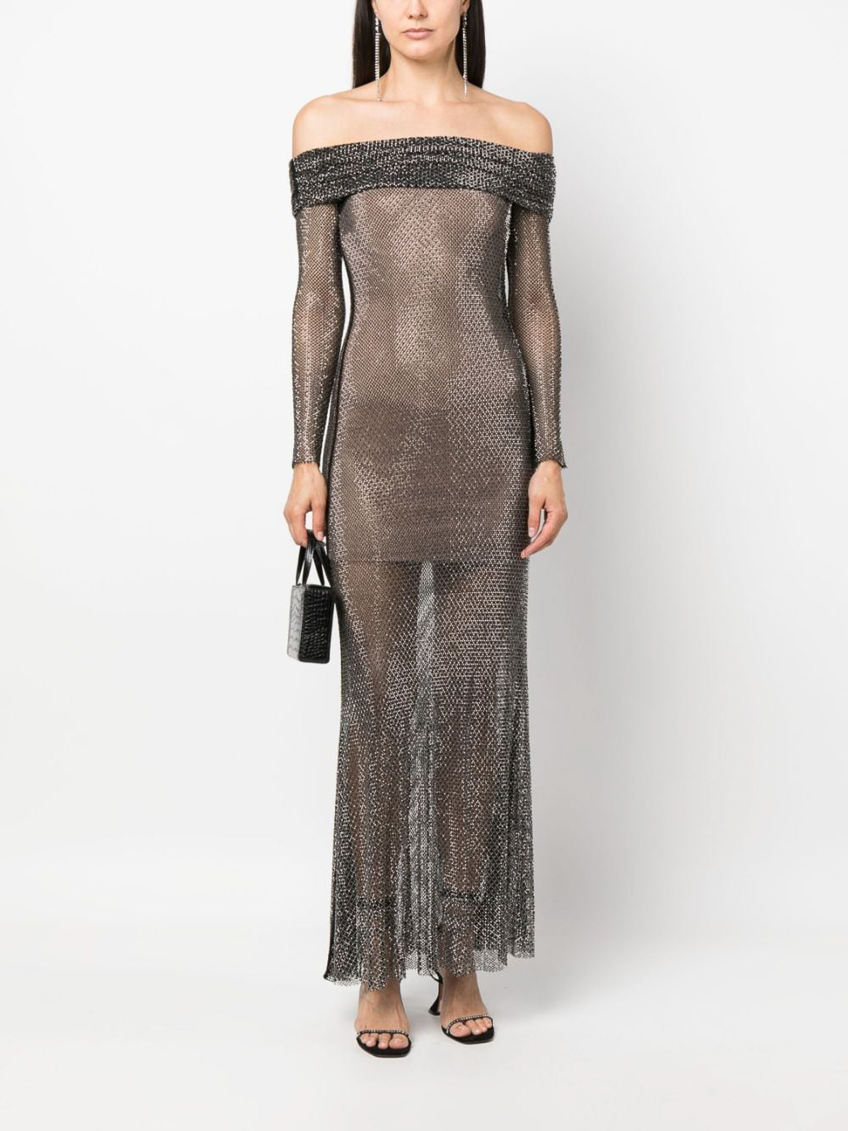 Self Portrait Abito lungo Nero Donna | PF23113XBBLK | thebs.com