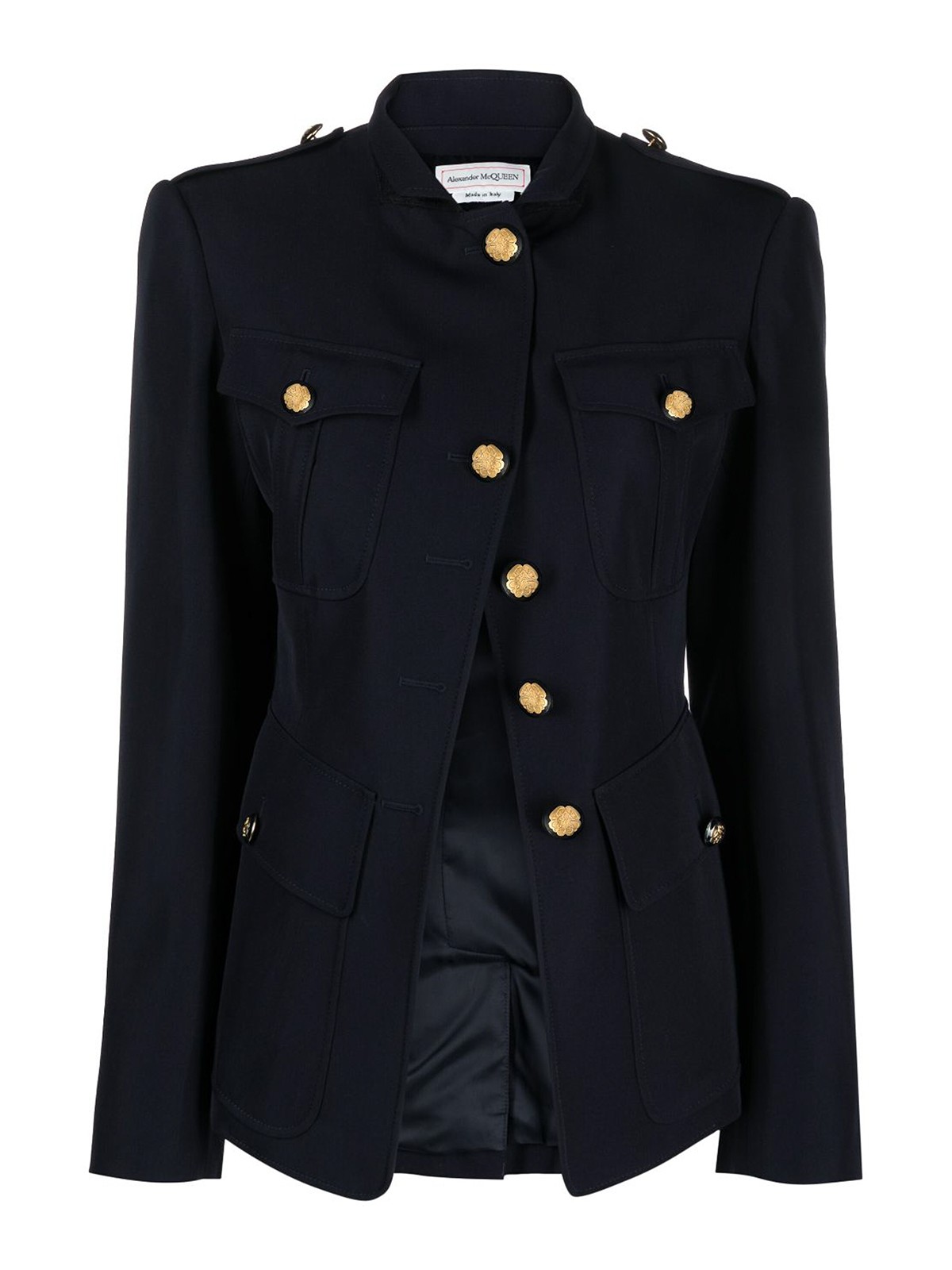 Alexander Mcqueen Alexander Mc Queen Single Breasted Navy Wool Jacket In Azul