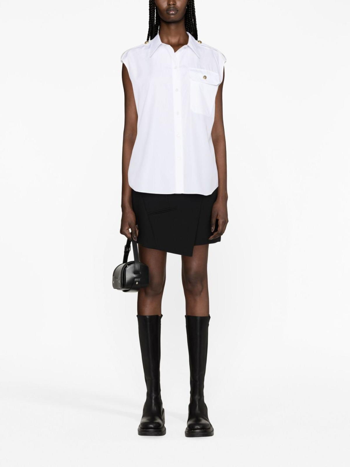 Shop Alexander Mcqueen Military-pocket Sleeveless Shirt In White